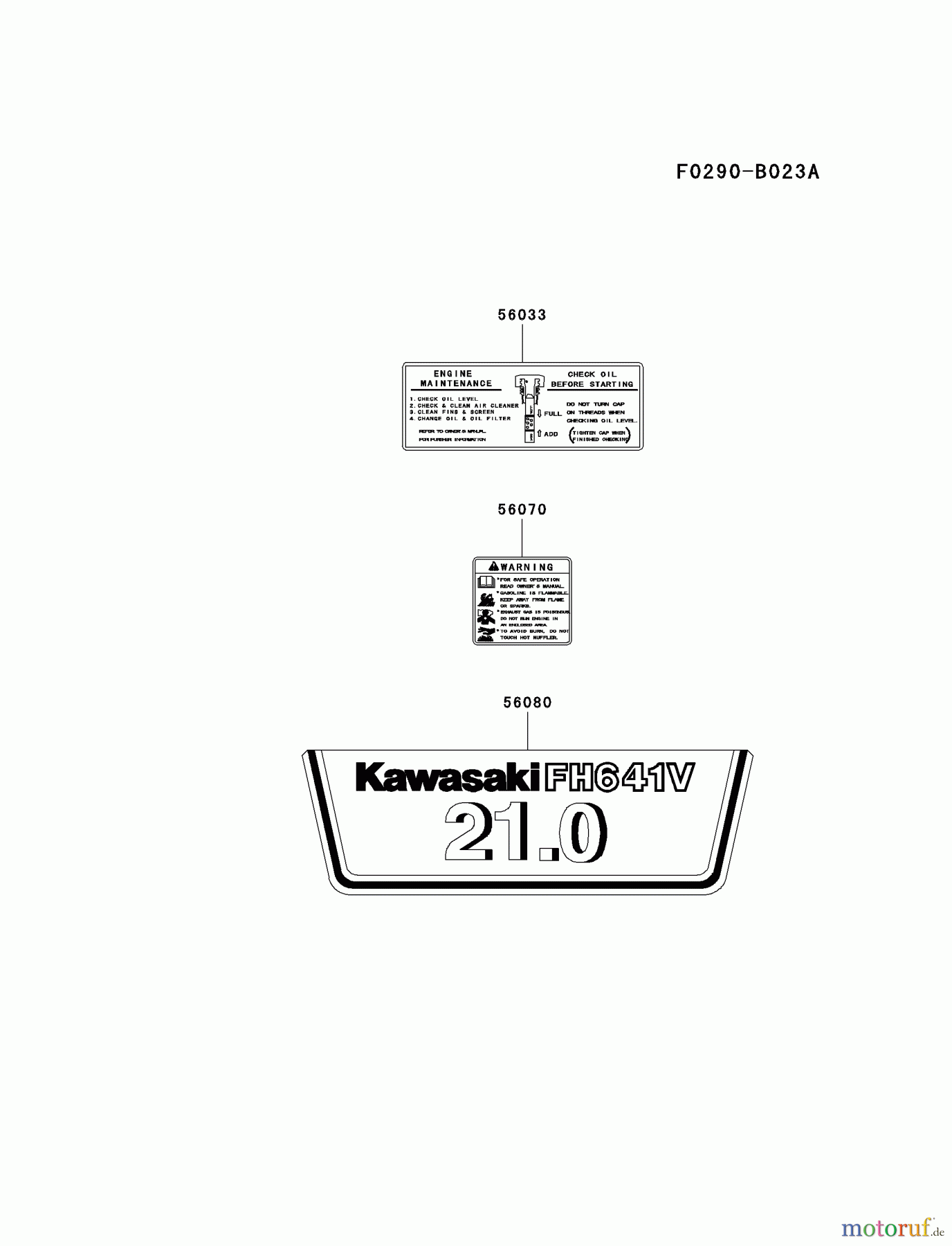  Kawasaki Motoren Motoren Vertikal FA210V - AS02 bis FH641V - DS24 FH641V-AS20 - Kawasaki FH641V 4-Stroke Engine LABEL