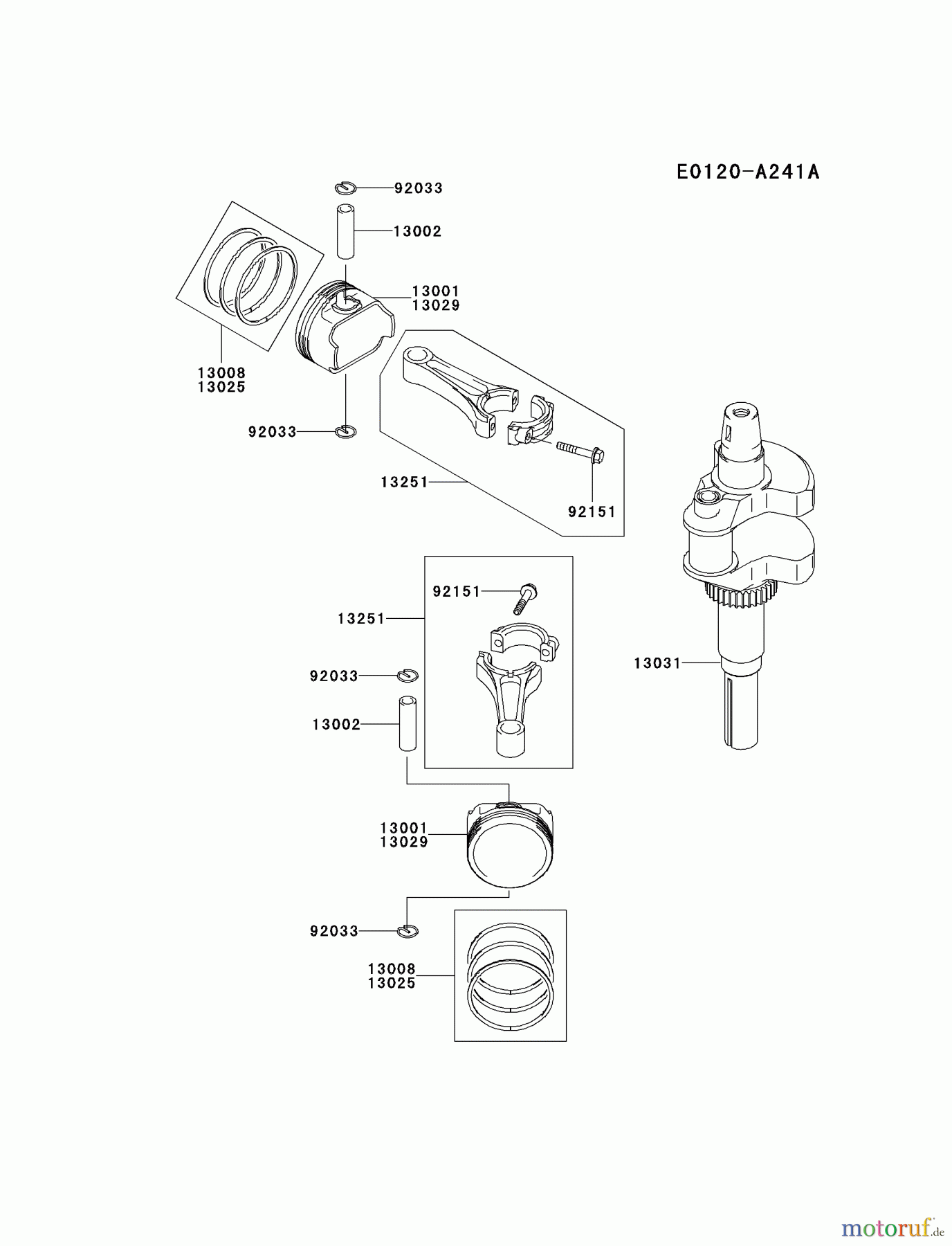  Kawasaki Motoren Motoren Vertikal FA210V - AS02 bis FH641V - DS24 FH601V-BS23 - Kawasaki FH601V 4-Stroke Engine PISTON/CRANKSHAFT