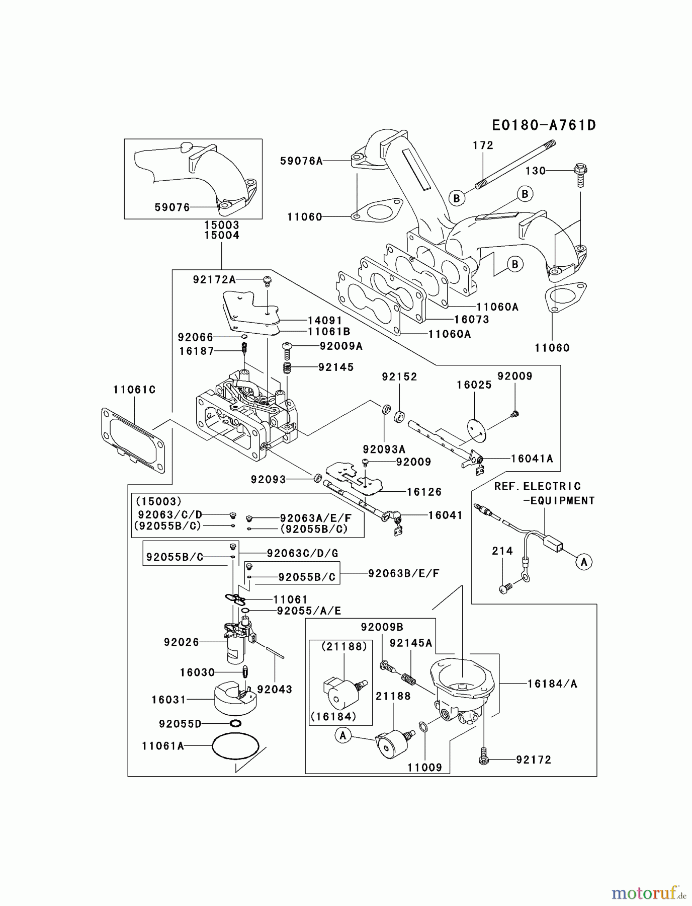  Kawasaki Motoren Motoren Vertikal FA210V - AS02 bis FH641V - DS24 FH641V-AS33 - Kawasaki FH641V 4-Stroke Engine CARBURETOR #1