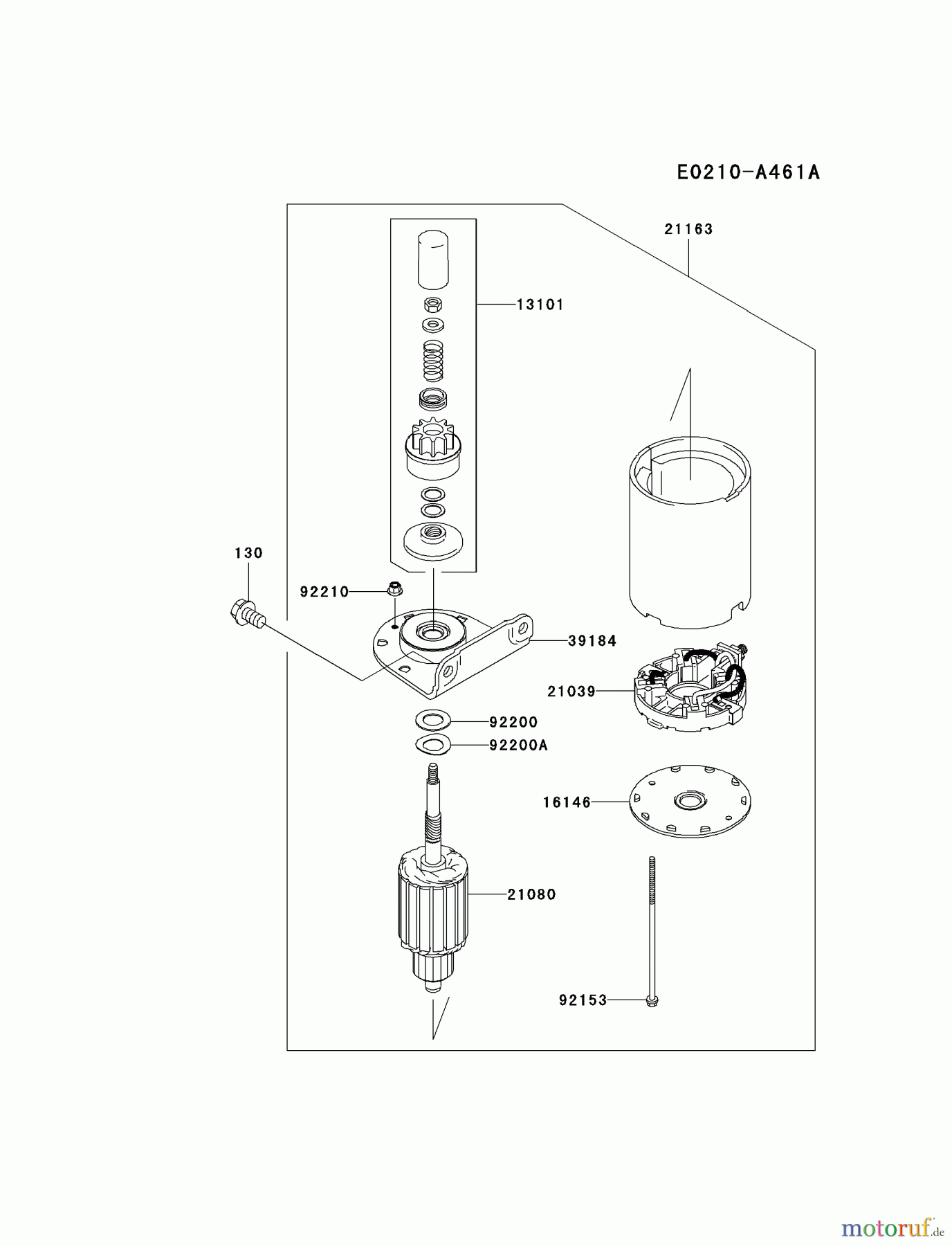  Kawasaki Motoren Motoren Vertikal FA210V - AS02 bis FH641V - DS24 FH580V-CS39 - Kawasaki FH580V 4-Stroke Engine STARTER(FH580-B86001~)