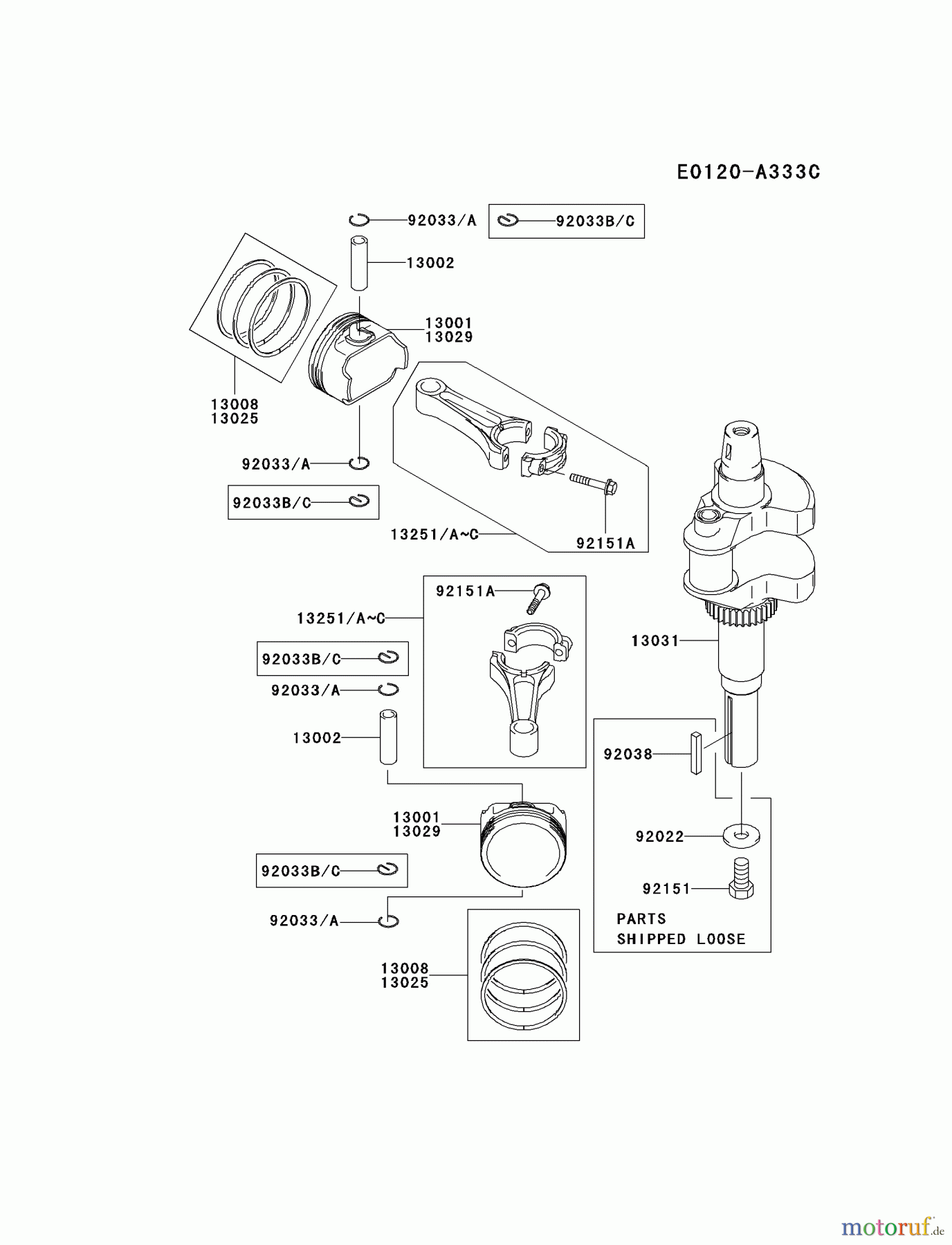  Kawasaki Motoren Motoren Vertikal FH641V - DS25 bis FS481V - BS13 FH641V-GS05 - Kawasaki FH641V 4-Stroke Engine PISTON/CRANKSHAFT