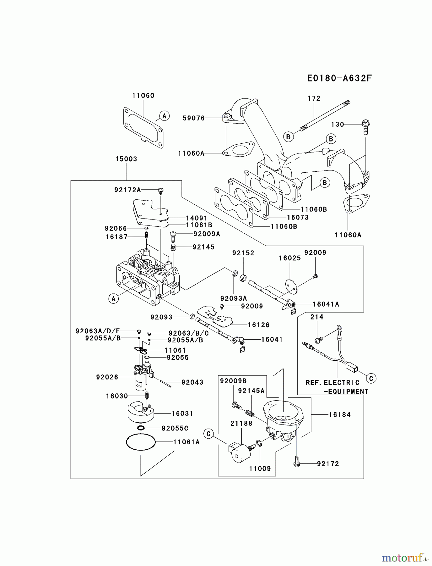  Kawasaki Motoren Motoren Vertikal FA210V - AS02 bis FH641V - DS24 FH641V-DS10 - Kawasaki FH641V 4-Stroke Engine CARBURETOR #1