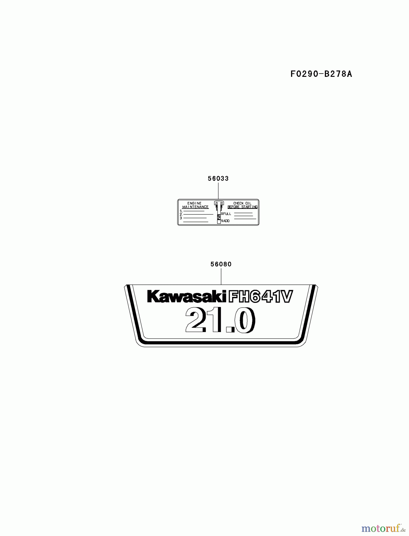  Kawasaki Motoren Motoren Vertikal FA210V - AS02 bis FH641V - DS24 FH641V-DS11 - Kawasaki FH641V 4-Stroke Engine LABEL