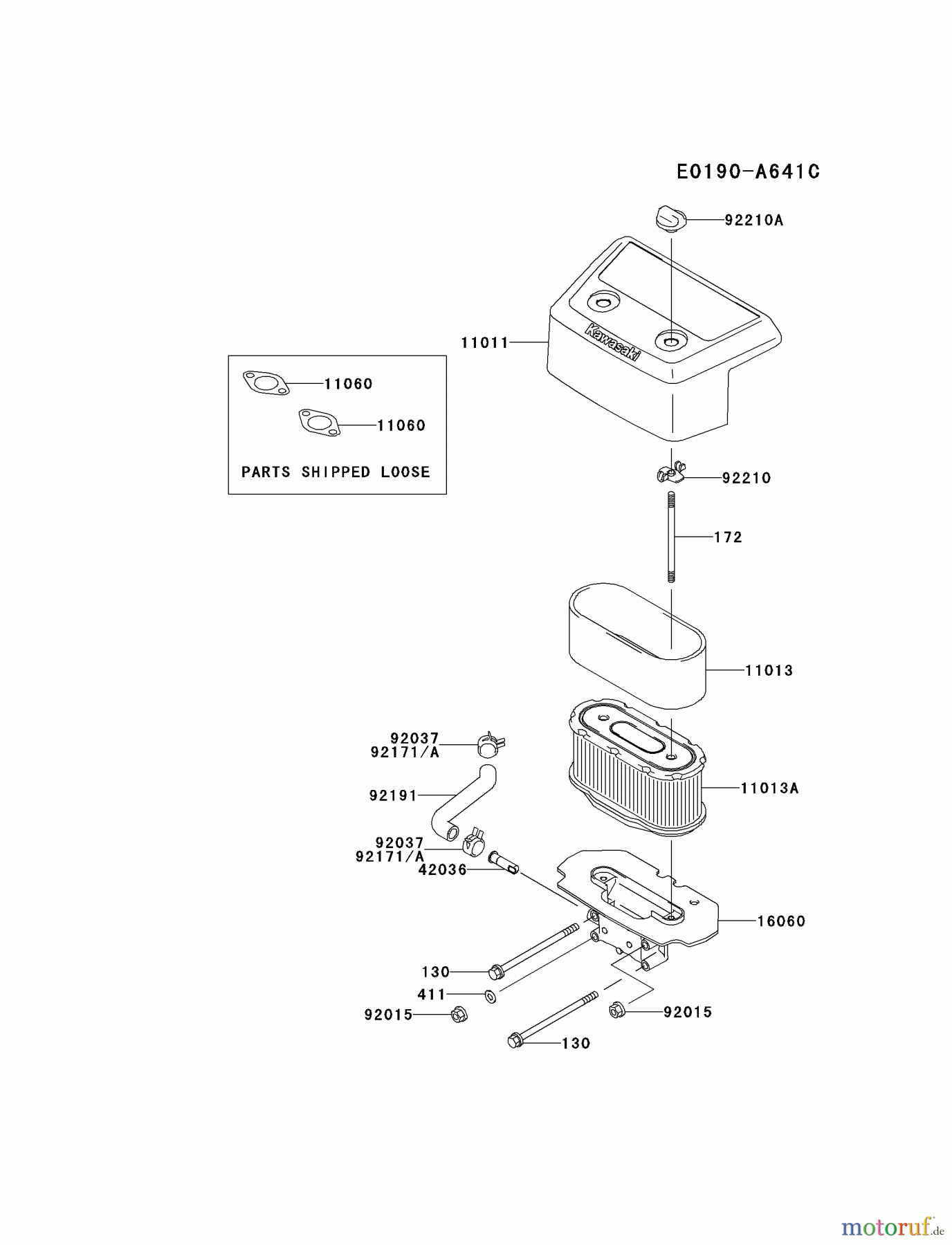  Kawasaki Motoren Motoren Vertikal FA210V - AS02 bis FH641V - DS24 FH641V-DS15 - Kawasaki FH641V 4-Stroke Engine AIR-FILTER/MUFFLER