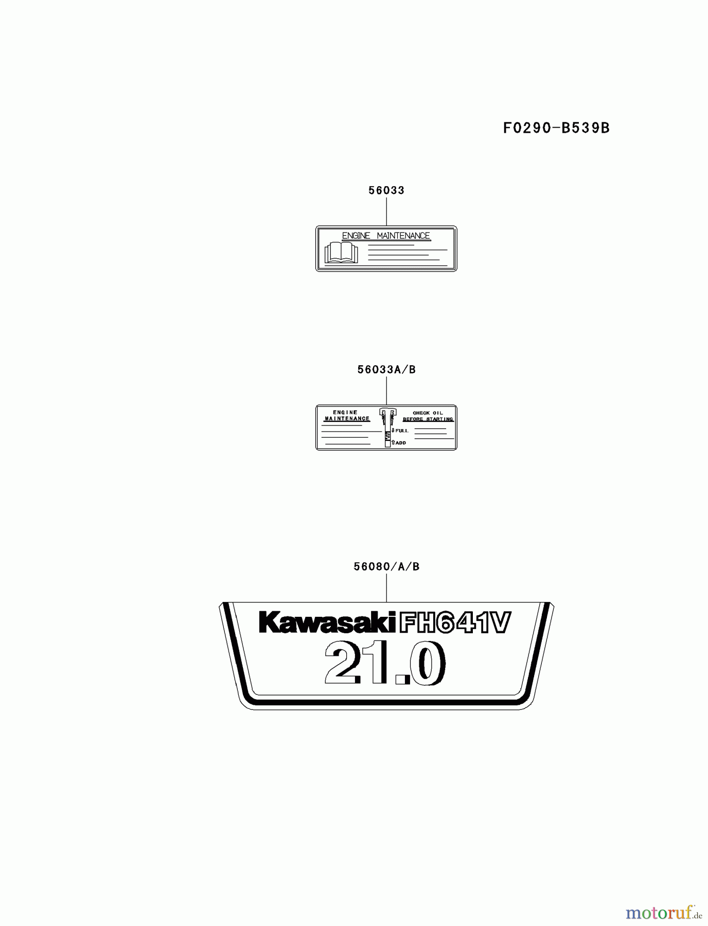  Kawasaki Motoren Motoren Vertikal FA210V - AS02 bis FH641V - DS24 FH641V-DS19 - Kawasaki FH641V 4-Stroke Engine LABEL