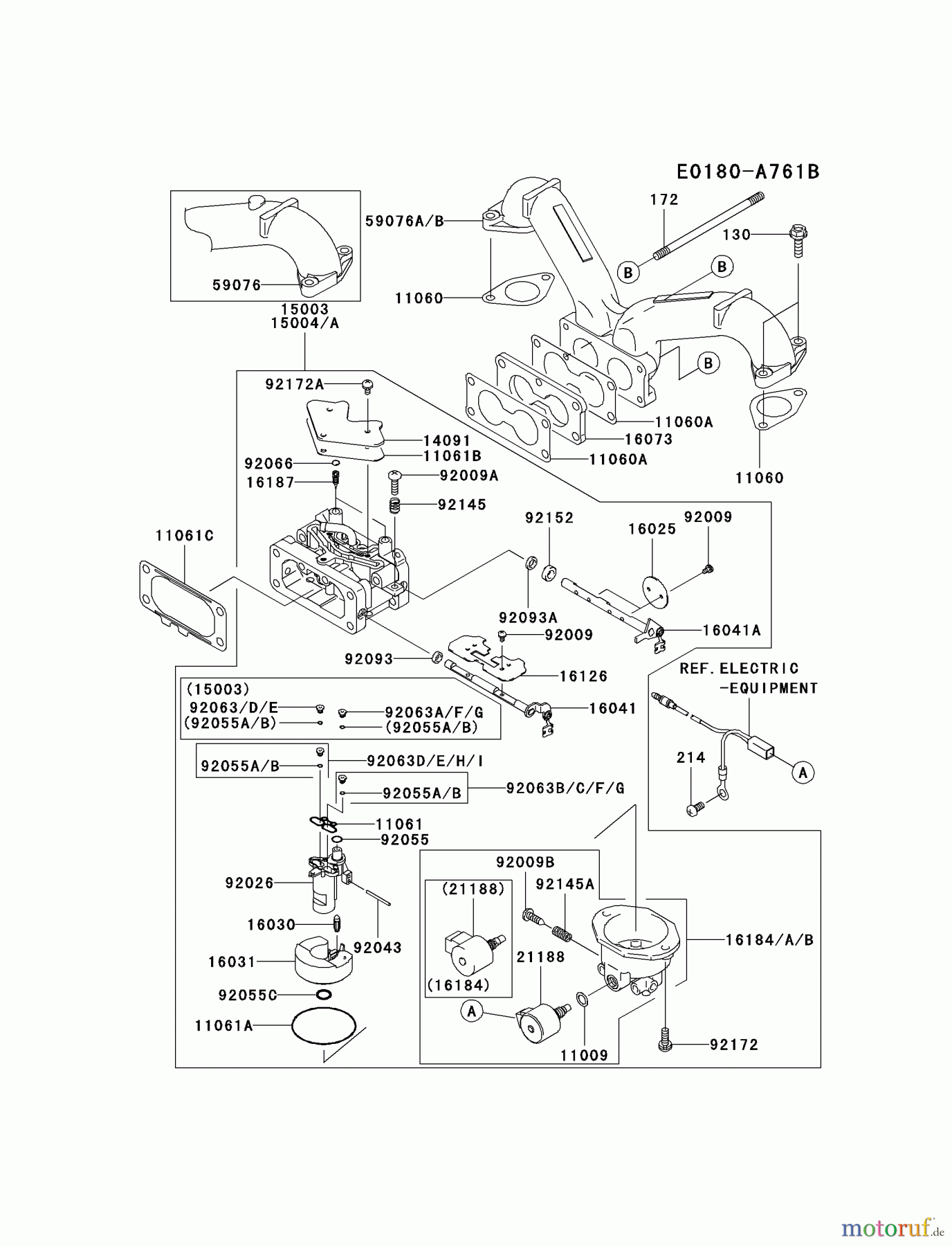  Kawasaki Motoren Motoren Vertikal FH641V - DS25 bis FS481V - BS13 FH641V-FS25 - Kawasaki FH641V 4-Stroke Engine CARBURETOR #2