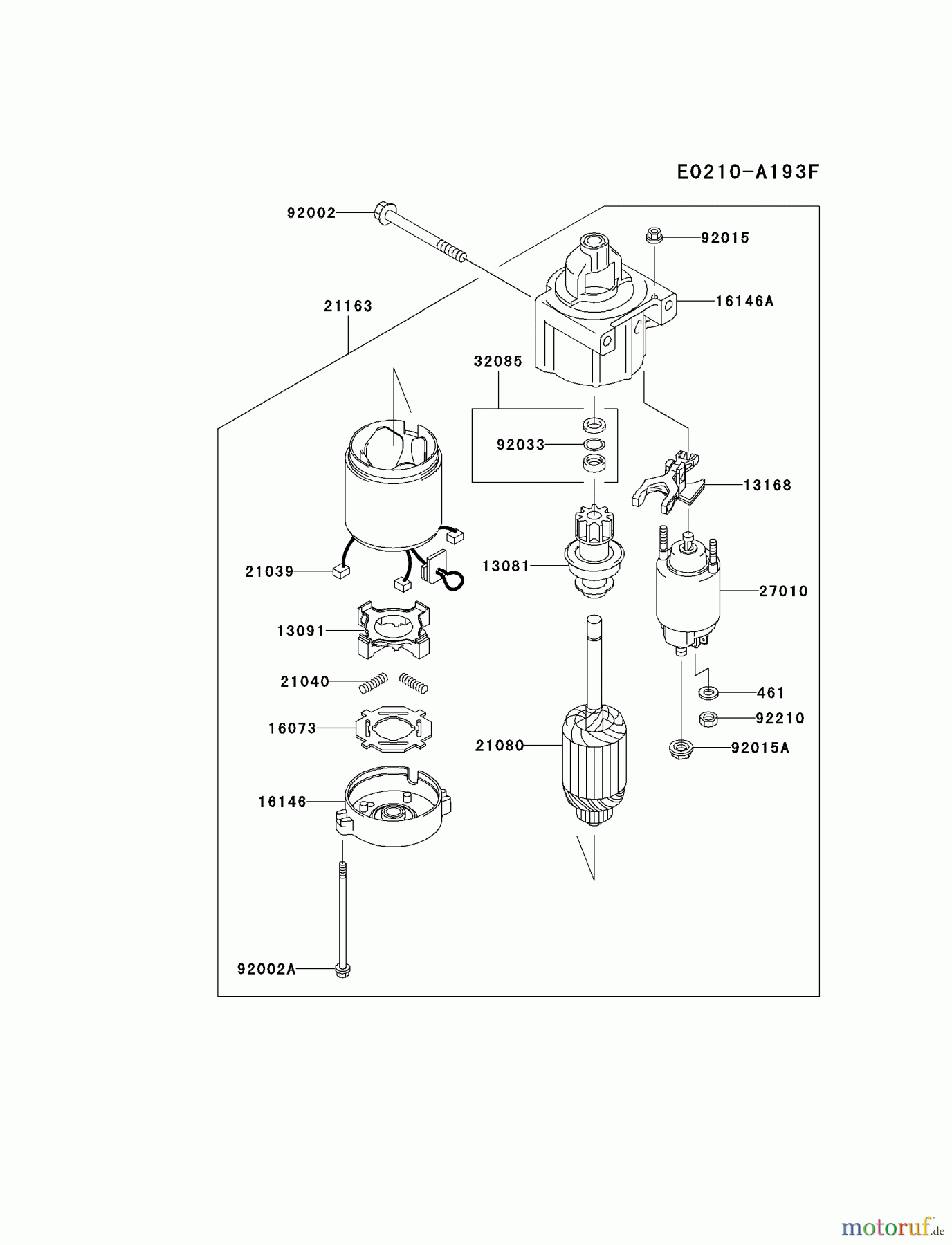  Kawasaki Motoren Motoren Vertikal FH641V - DS25 bis FS481V - BS13 FH641V-GS06 - Kawasaki FH641V 4-Stroke Engine STARTER