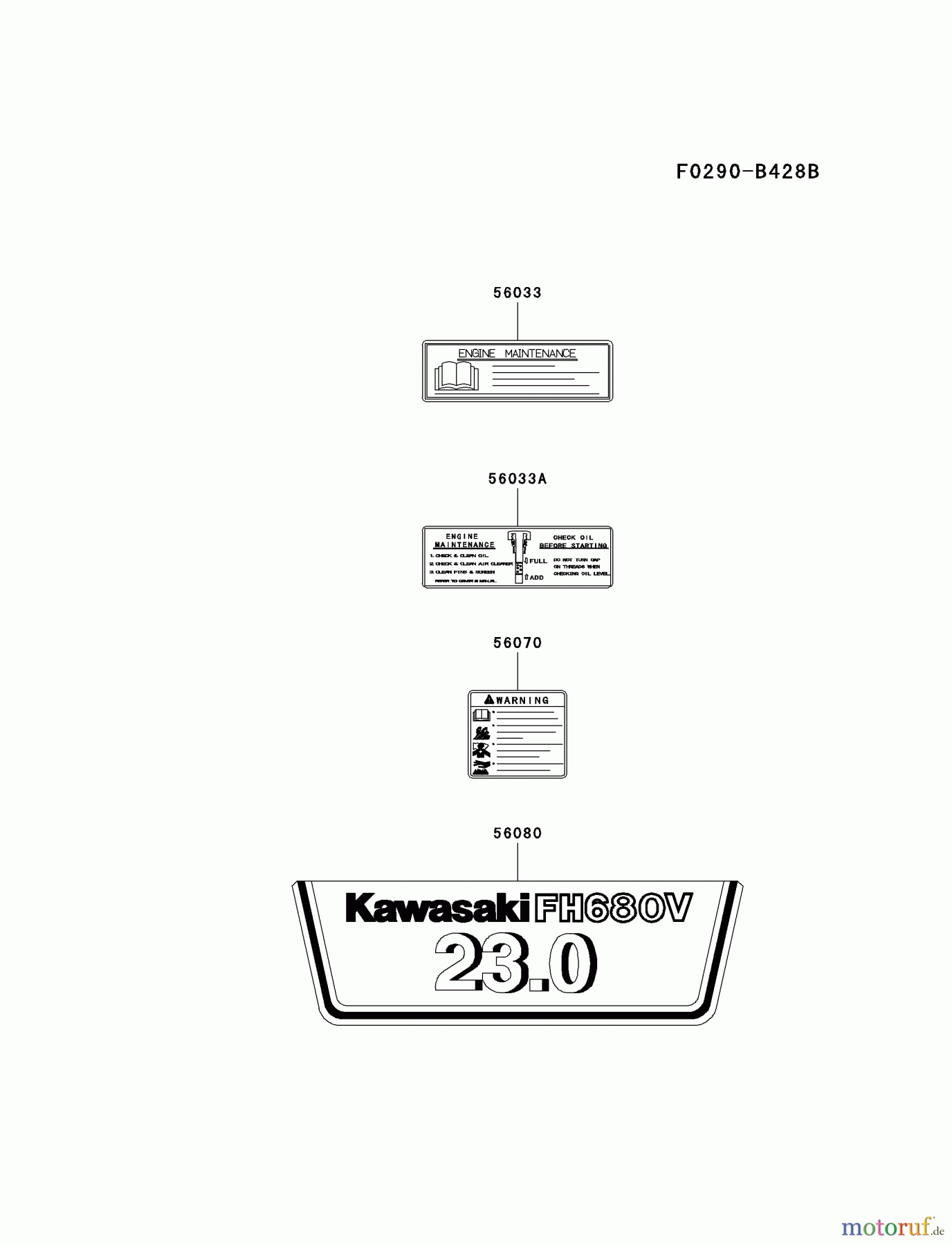  Kawasaki Motoren Motoren Vertikal FH641V - DS25 bis FS481V - BS13 FH680V-AS40 - Kawasaki FH680V 4-Stroke Engine LABEL