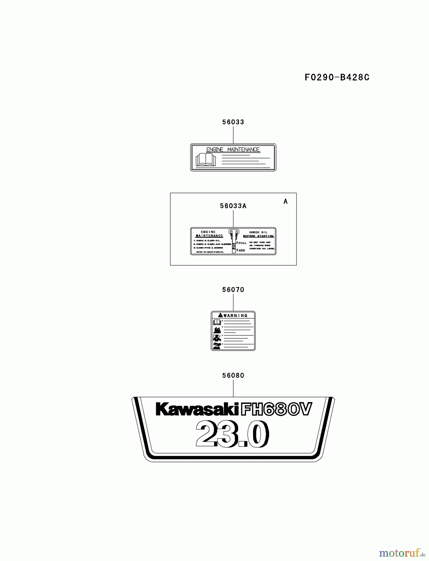  Kawasaki Motoren Motoren Vertikal FH641V - DS25 bis FS481V - BS13 FH680V-BS39 - Kawasaki FH680V 4-Stroke Engine LABEL