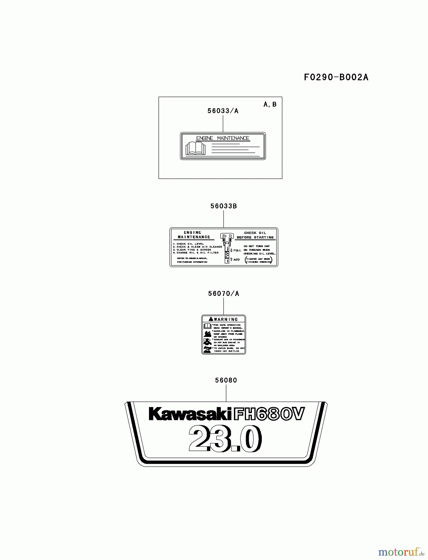  Kawasaki Motoren Motoren Vertikal FH641V - DS25 bis FS481V - BS13 FH680V-CS06 - Kawasaki FH680V 4-Stroke Engine LABEL