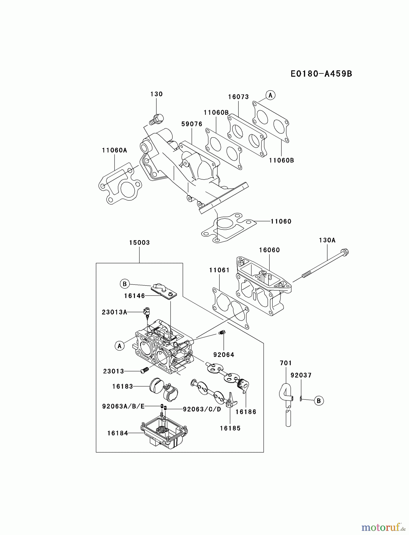  Kawasaki Motoren Motoren, Horizontal FD711D-AS00 - Kawasaki FD711D 4-Stroke Engine CARBURETOR