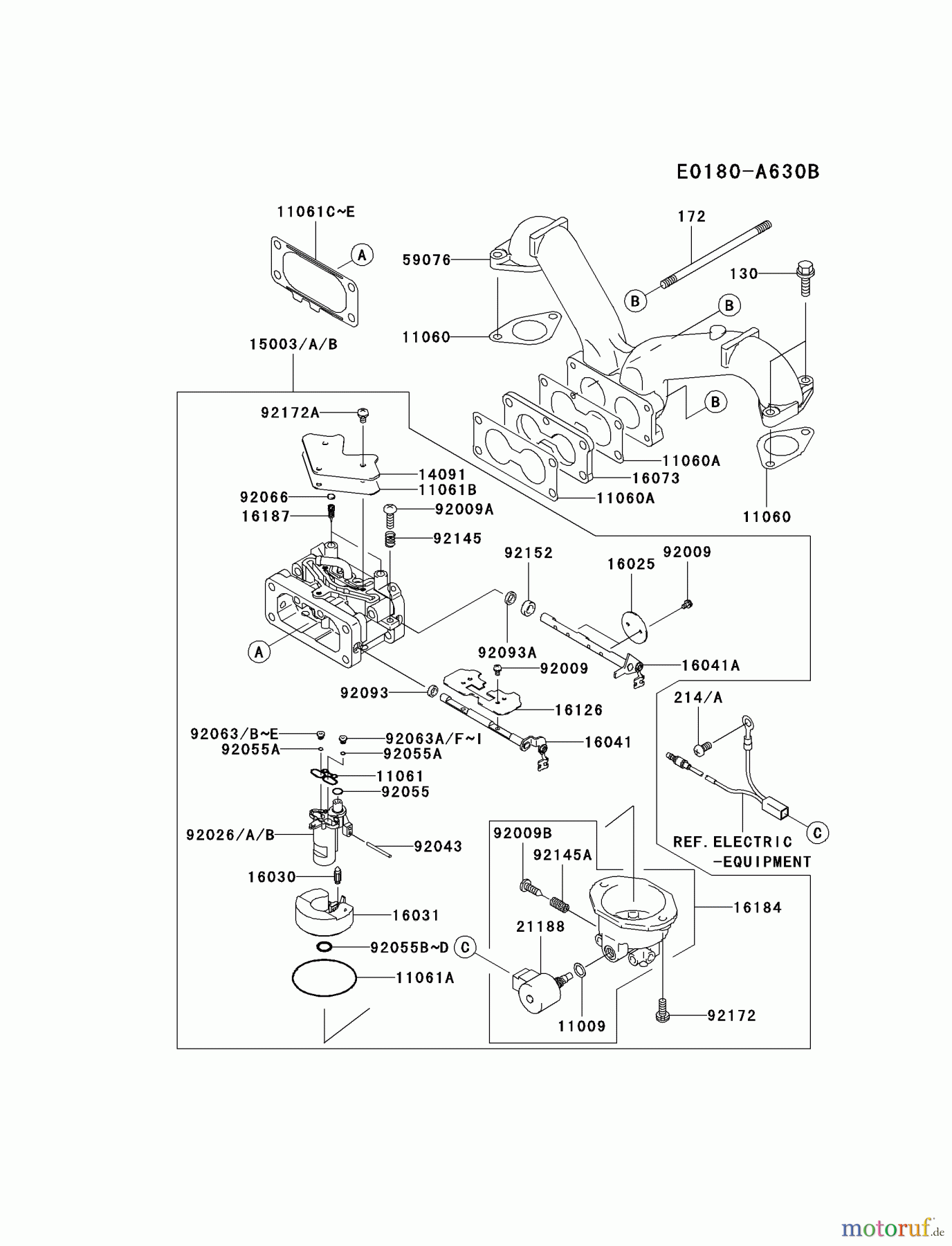  Kawasaki Motoren Motoren Vertikal FH641V - DS25 bis FS481V - BS13 FH680V-BS26 - Kawasaki FH680V 4-Stroke Engine CARBURETOR #1