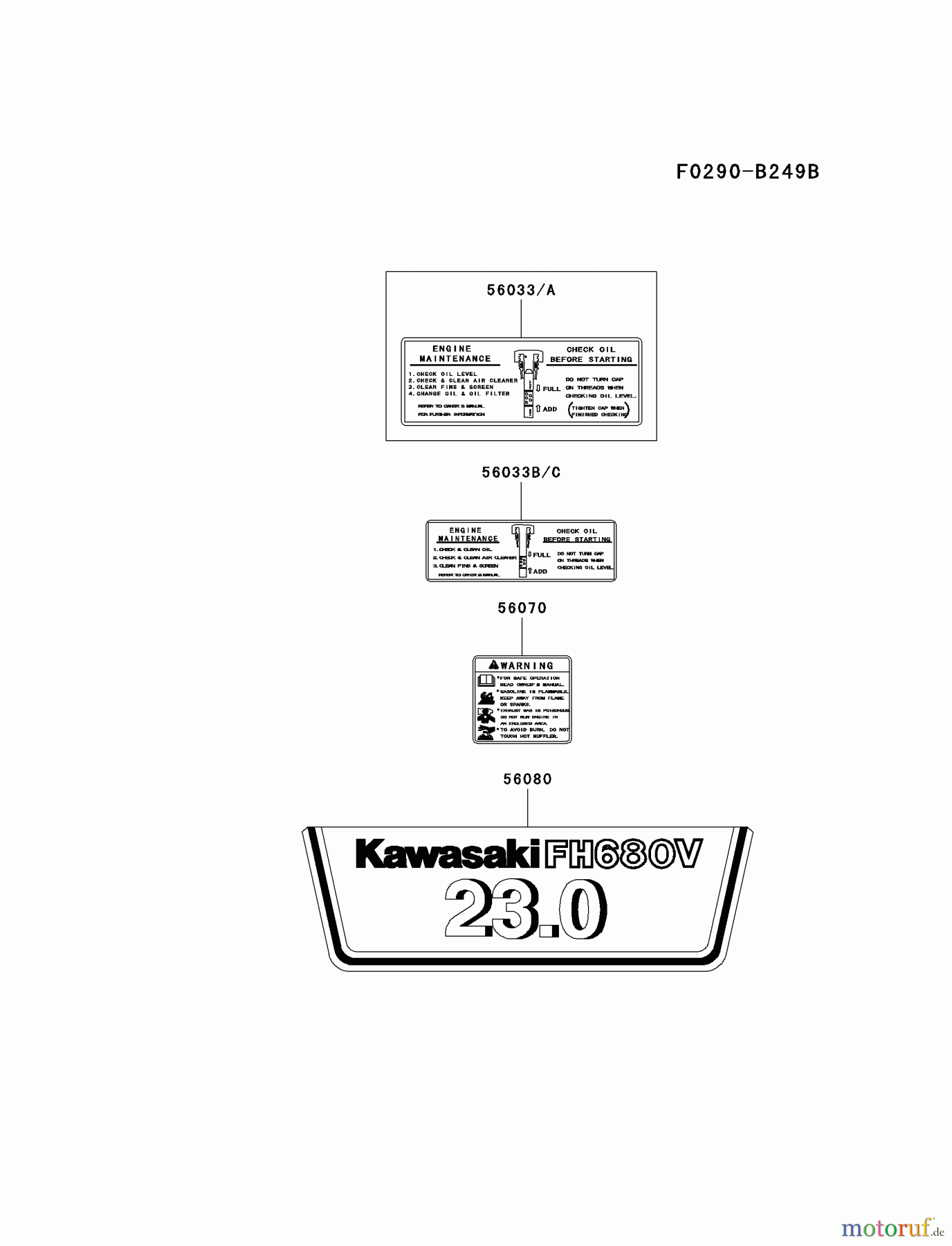  Kawasaki Motoren Motoren Vertikal FH641V - DS25 bis FS481V - BS13 FH680V-BS27 - Kawasaki FH680V 4-Stroke Engine LABEL