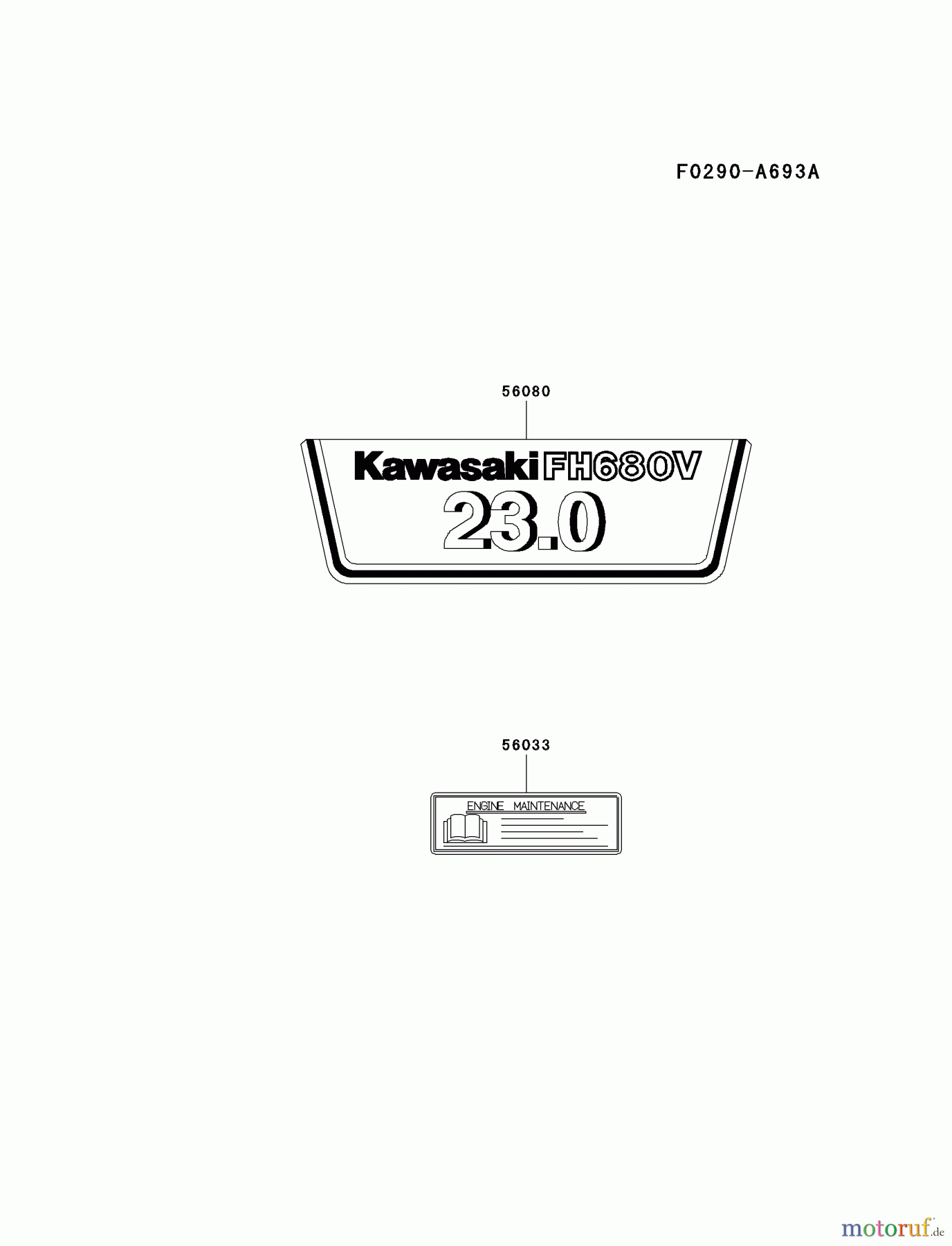  Kawasaki Motoren Motoren Vertikal FH641V - DS25 bis FS481V - BS13 FH680V-AS12 - Kawasaki FH680V 4-Stroke Engine LABEL