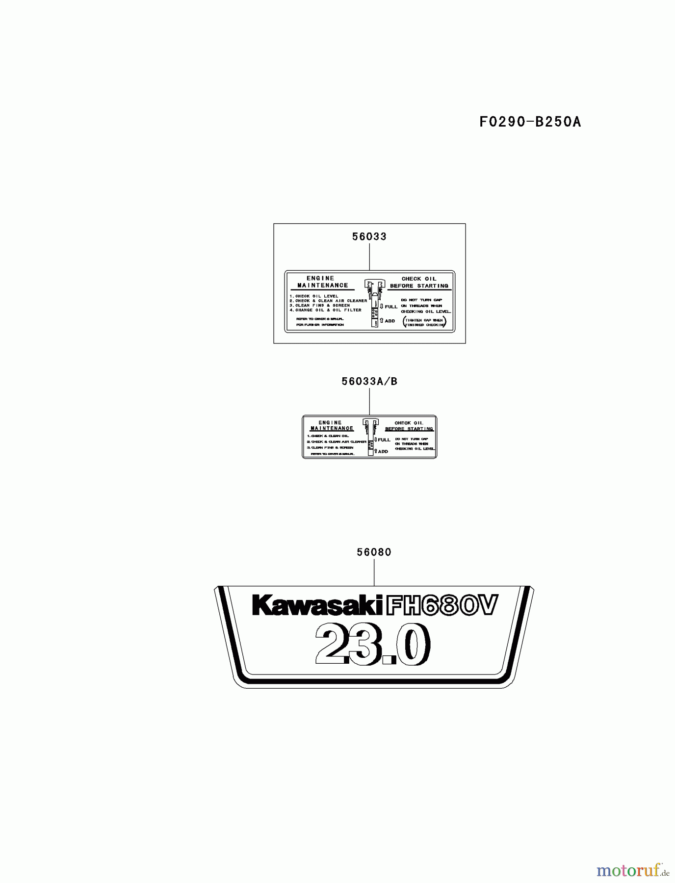  Kawasaki Motoren Motoren Vertikal FH641V - DS25 bis FS481V - BS13 FH680V-DS22 - Kawasaki FH680V 4-Stroke Engine LABEL