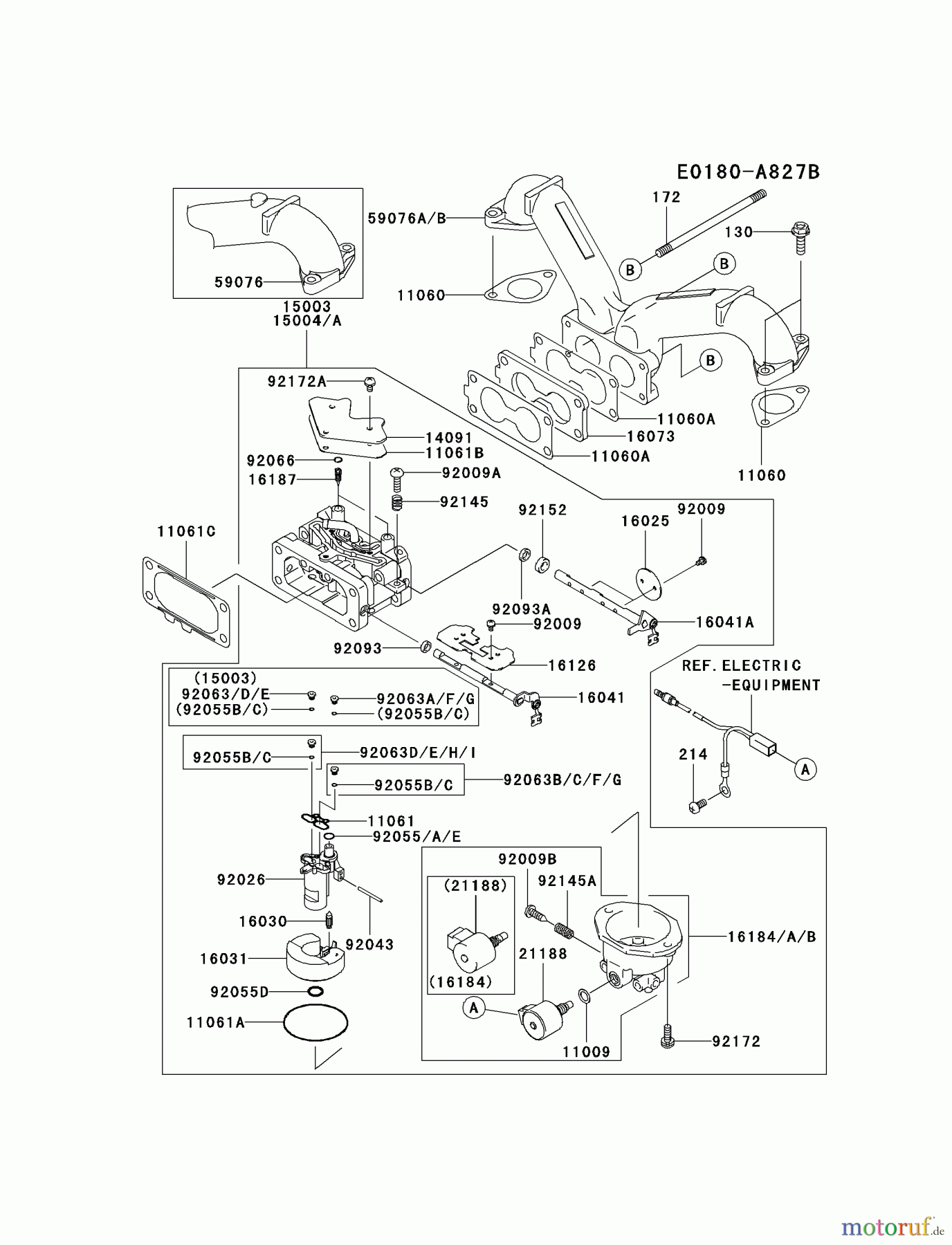  Kawasaki Motoren Motoren Vertikal FH641V - DS25 bis FS481V - BS13 FH680V-DS21 - Kawasaki FH680V 4-Stroke Engine CARBURETOR #2