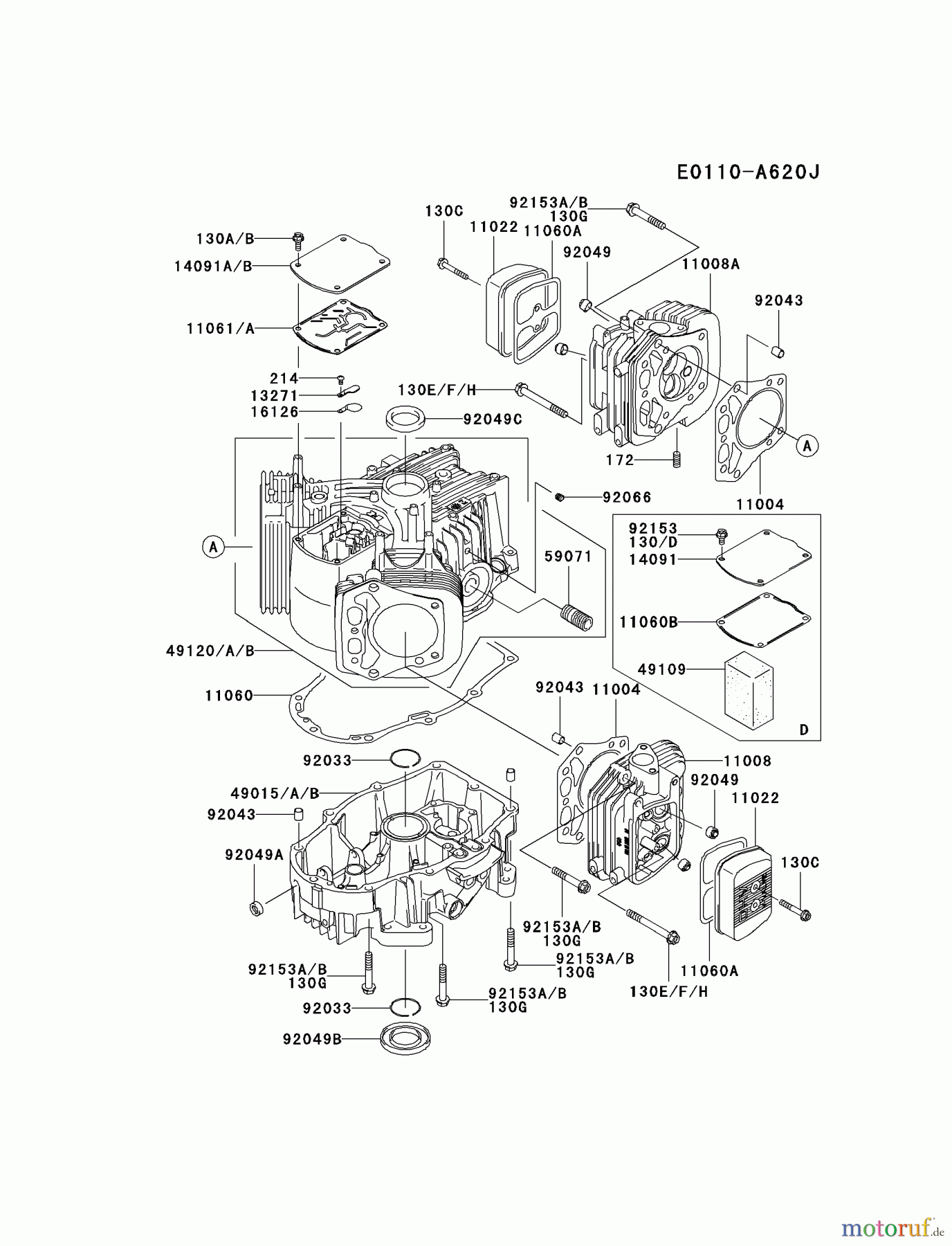  Kawasaki Motoren Motoren Vertikal FH641V - DS25 bis FS481V - BS13 FH680V-DS21 - Kawasaki FH680V 4-Stroke Engine CYLINDER/CRANKCASE #2