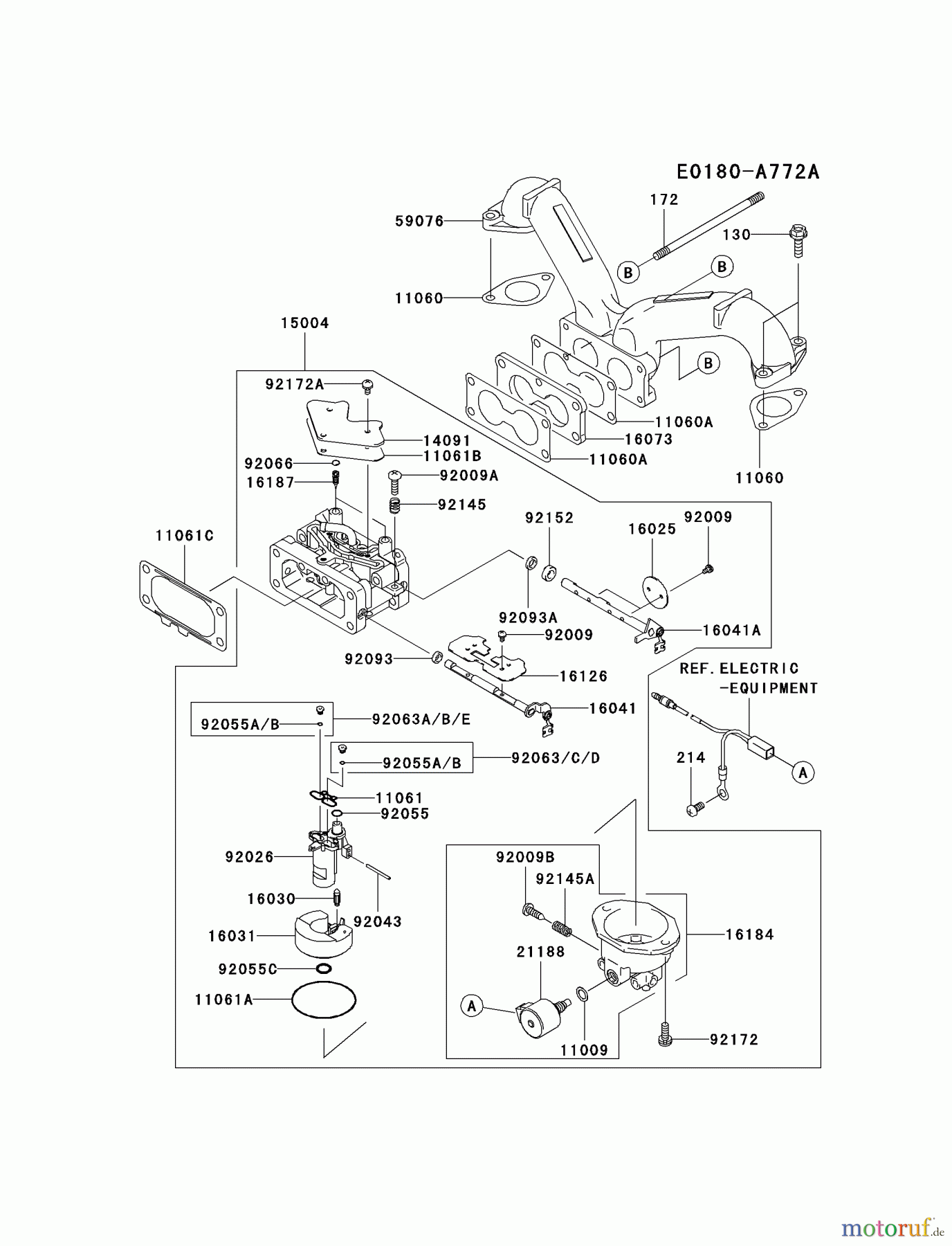  Kawasaki Motoren Motoren Vertikal FH641V - DS25 bis FS481V - BS13 FH680V-ES22 - Kawasaki FH680V 4-Stroke Engine CARBURETOR #2