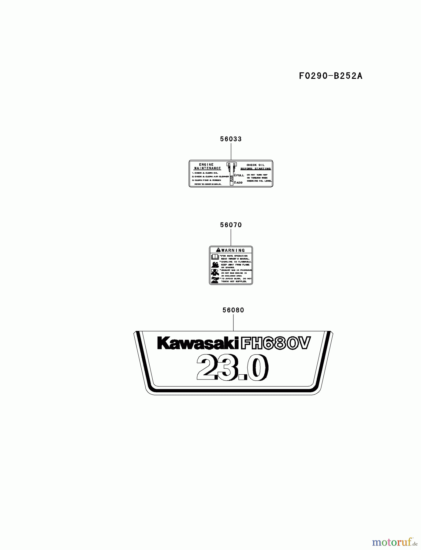  Kawasaki Motoren Motoren Vertikal FH641V - DS25 bis FS481V - BS13 FH680V-AS37 - Kawasaki FH680V 4-Stroke Engine LABEL