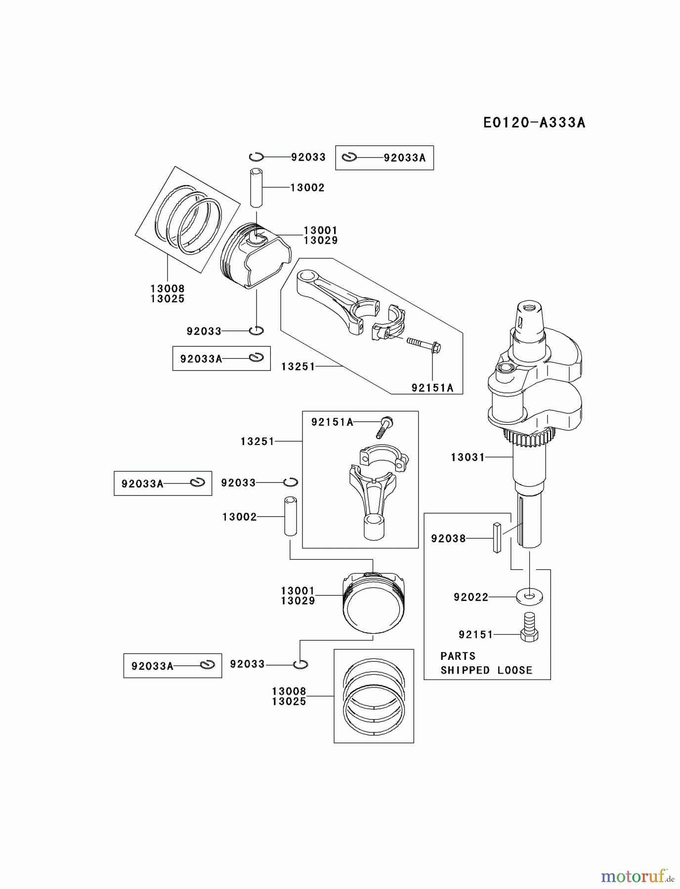  Kawasaki Motoren Motoren Vertikal FH641V - DS25 bis FS481V - BS13 FH680V-FS06 - Kawasaki FH680V 4-Stroke Engine PISTON/CRANKSHAFT