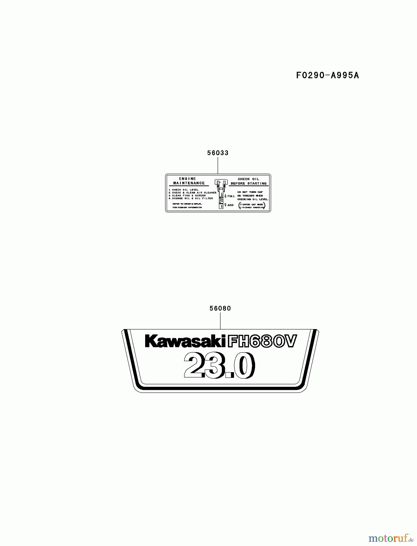  Kawasaki Motoren Motoren Vertikal FH641V - DS25 bis FS481V - BS13 FH680V-DS12 - Kawasaki FH680V 4-Stroke Engine LABEL