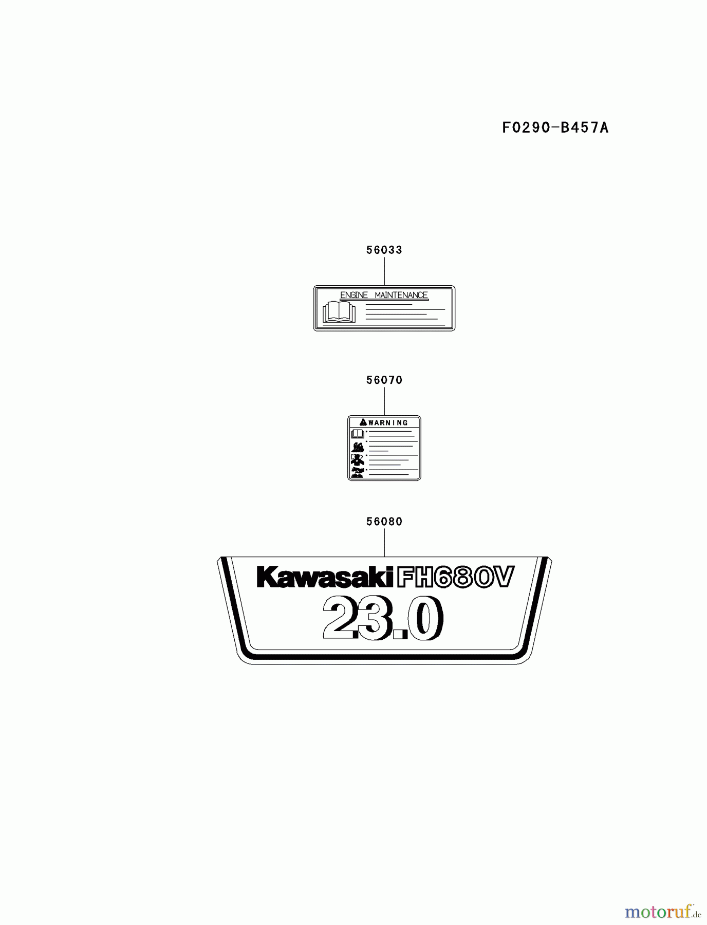  Kawasaki Motoren Motoren Vertikal FH641V - DS25 bis FS481V - BS13 FH680V-AS41 - Kawasaki FH680V 4-Stroke Engine LABEL