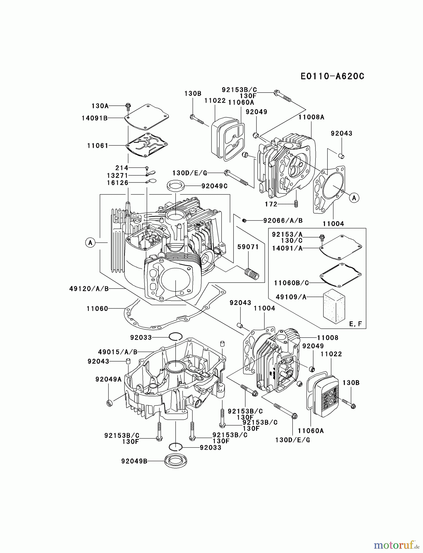  Kawasaki Motoren Motoren Vertikal FH641V - DS25 bis FS481V - BS13 FH680V-FS24 - Kawasaki FH680V 4-Stroke Engine CYLINDER/CRANKCASE #2