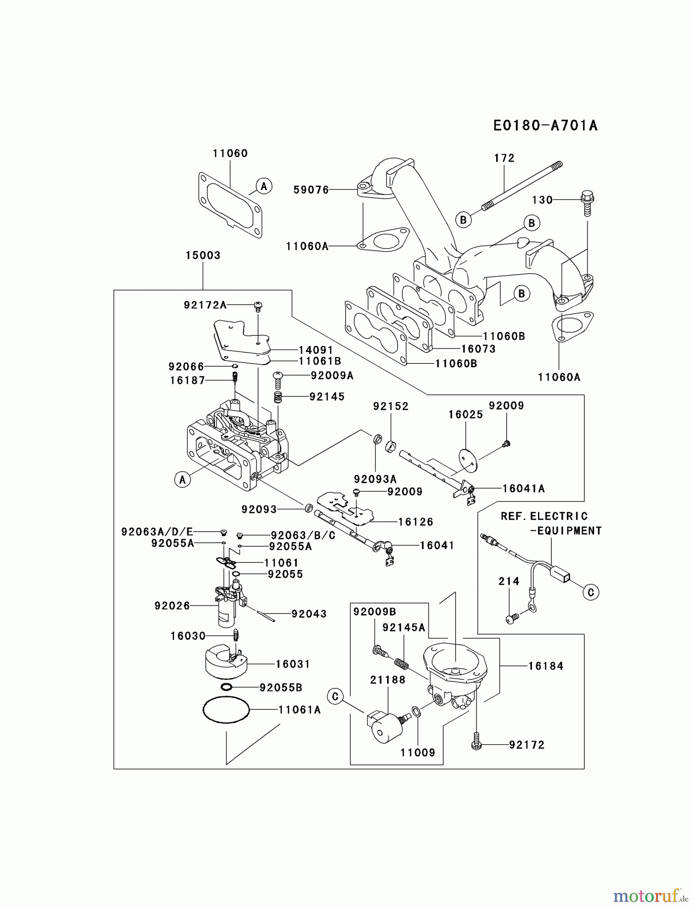  Kawasaki Motoren Motoren Vertikal FH641V - DS25 bis FS481V - BS13 FH680V-GS07 - Kawasaki FH680V 4-Stroke Engine CARBURETOR