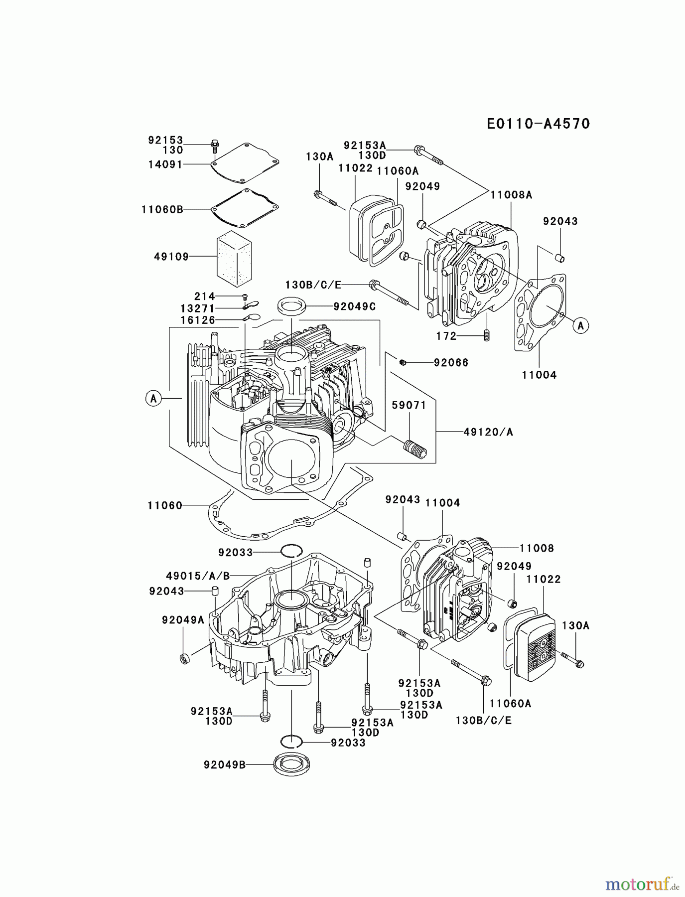  Kawasaki Motoren Motoren Vertikal FH641V - DS25 bis FS481V - BS13 FH680V-HS07 - Kawasaki FH680V 4-Stroke Engine CYLINDER/CRANKCASE