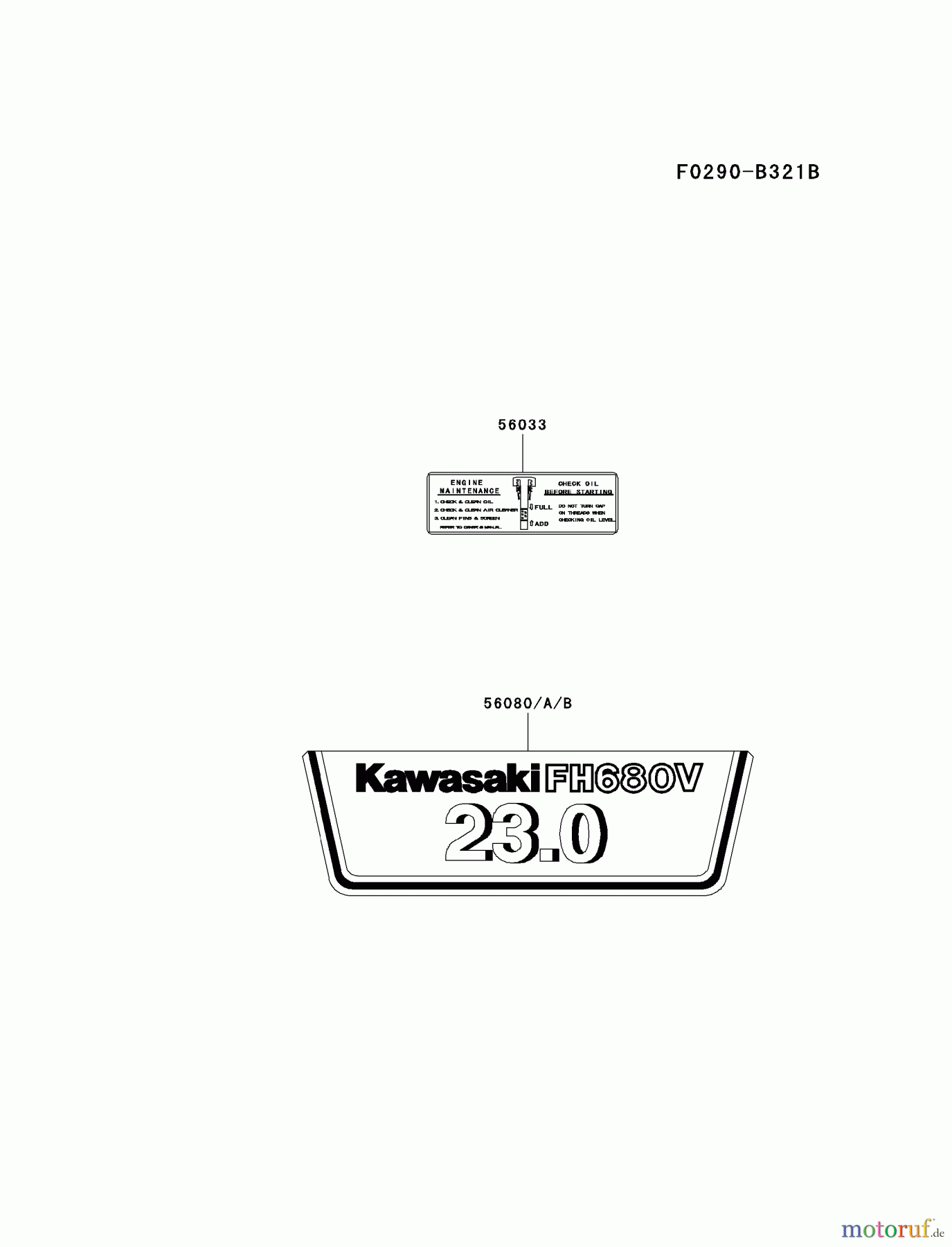  Kawasaki Motoren Motoren Vertikal FH641V - DS25 bis FS481V - BS13 FH680V-HS07 - Kawasaki FH680V 4-Stroke Engine LABEL