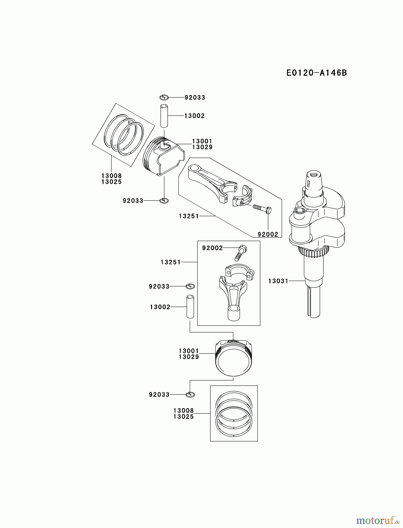  Kawasaki Motoren Motoren Vertikal FH641V - DS25 bis FS481V - BS13 FH721V-AS10 - Kawasaki FH721V 4-Stroke Engine PISTON/CRANKSHAFT