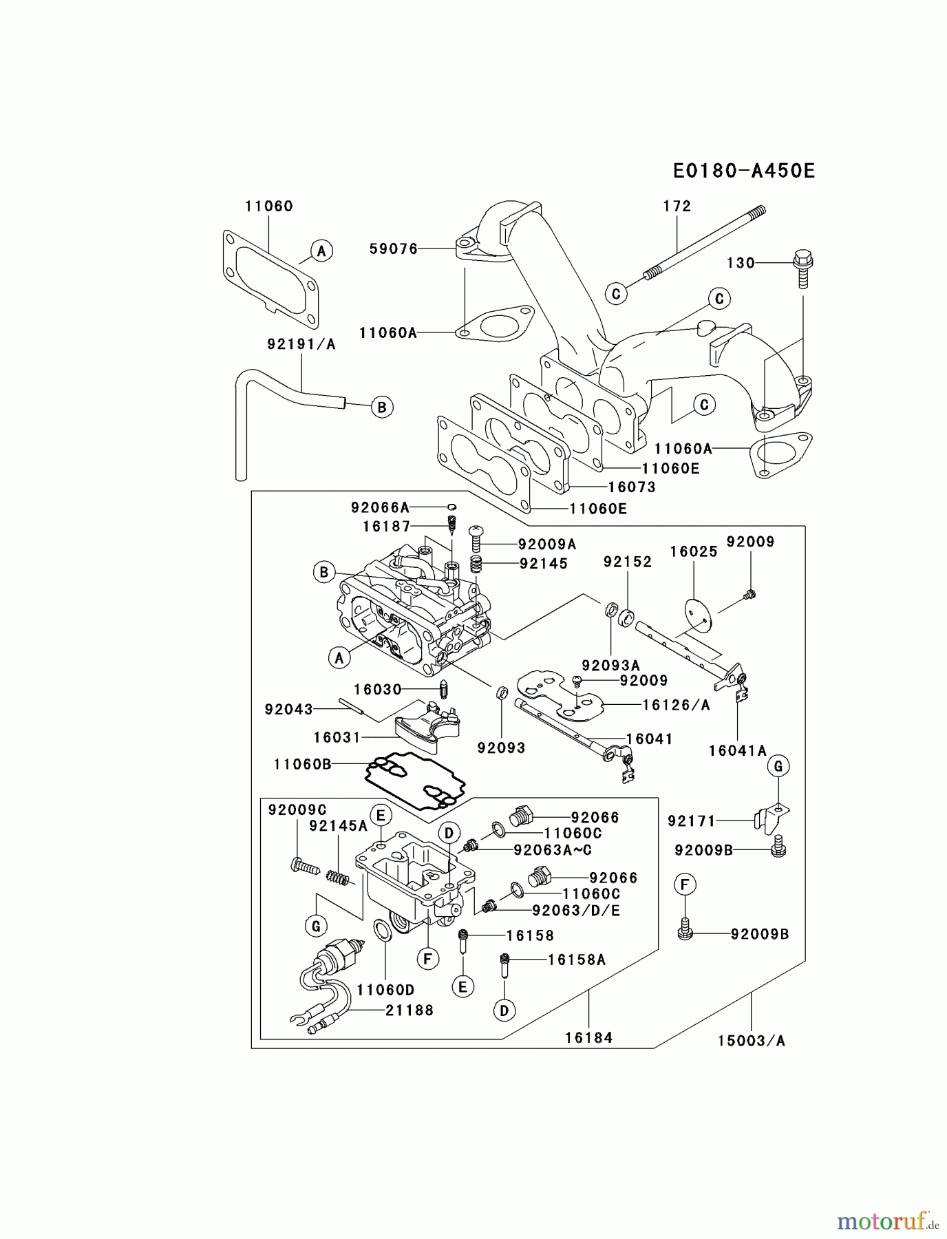  Kawasaki Motoren Motoren Vertikal FH641V - DS25 bis FS481V - BS13 FH721V-AS15 - Kawasaki FH721V 4-Stroke Engine CARBURETOR