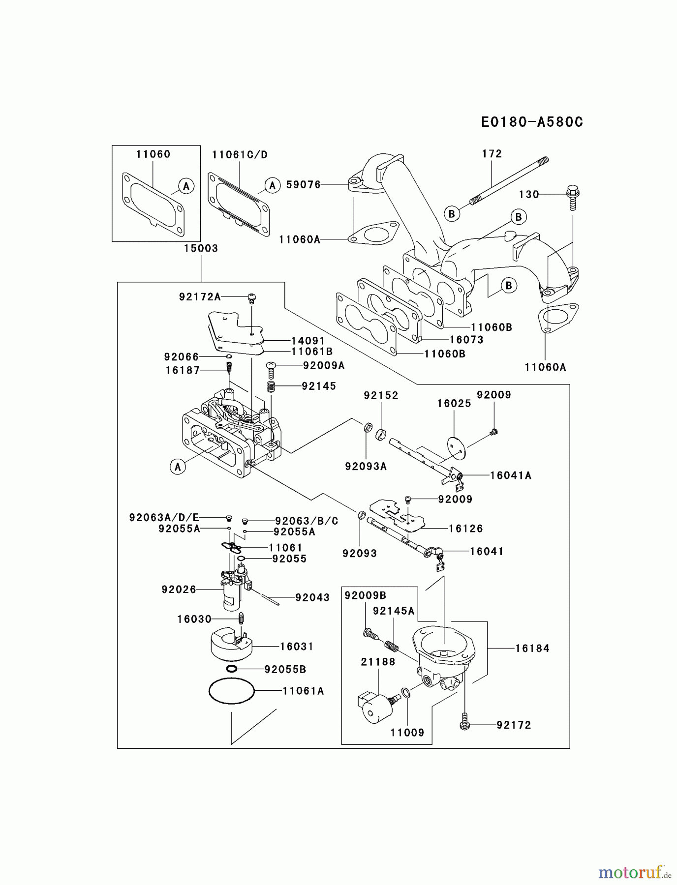  Kawasaki Motoren Motoren Vertikal FH641V - DS25 bis FS481V - BS13 FH721V-BS21 - Kawasaki FH721V 4-Stroke Engine CARBURETOR #2