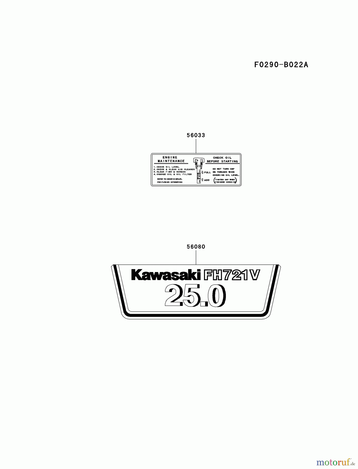  Kawasaki Motoren Motoren Vertikal FH641V - DS25 bis FS481V - BS13 FH721V-AS22 - Kawasaki FH721V 4-Stroke Engine LABEL