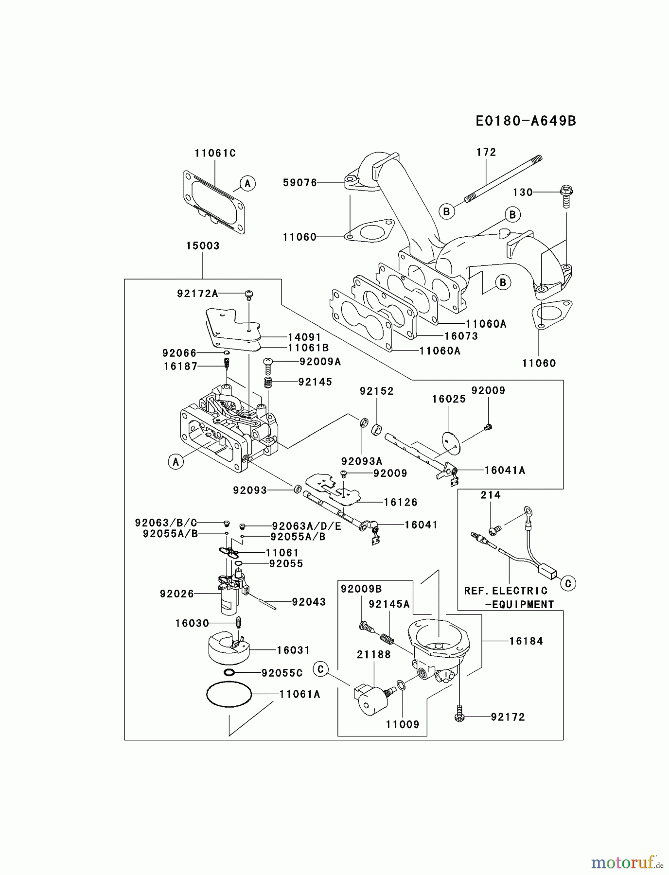  Kawasaki Motoren Motoren Vertikal FH641V - DS25 bis FS481V - BS13 FH721V-BS30 - Kawasaki FH721V 4-Stroke Engine CARBURETOR #1