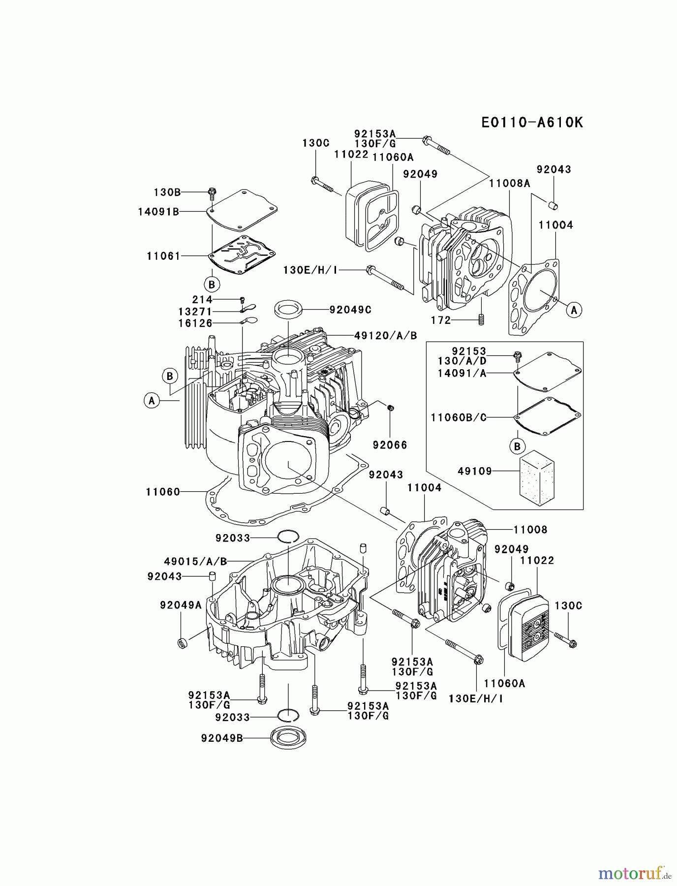  Kawasaki Motoren Motoren Vertikal FH641V - DS25 bis FS481V - BS13 FH721V-BS35 - Kawasaki FH721V 4-Stroke Engine CYLINDER/CRANKCASE #1