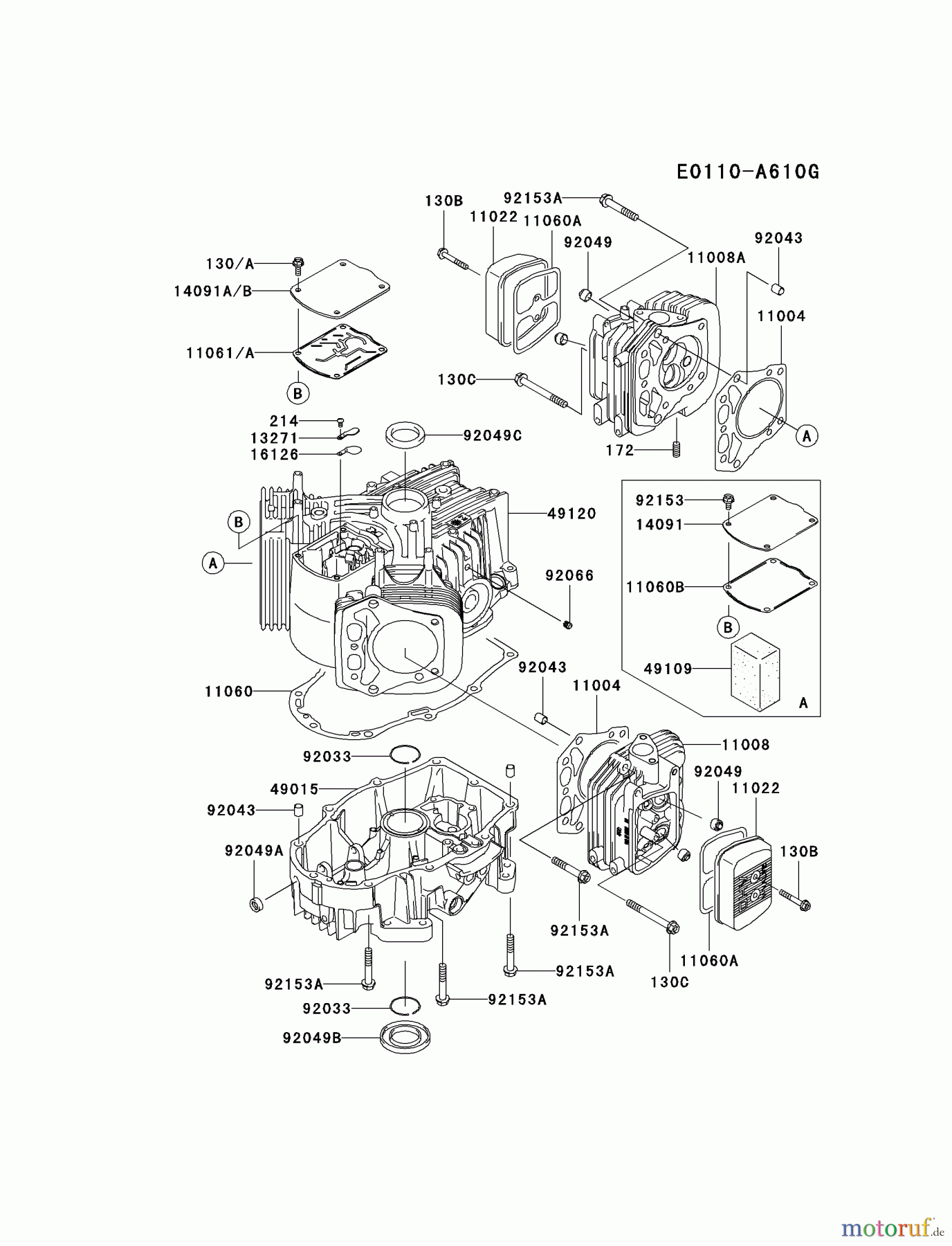  Kawasaki Motoren Motoren Vertikal FH641V - DS25 bis FS481V - BS13 FH721V-BS38 - Kawasaki FH721V 4-Stroke Engine CYLINDER/CRANKCASE