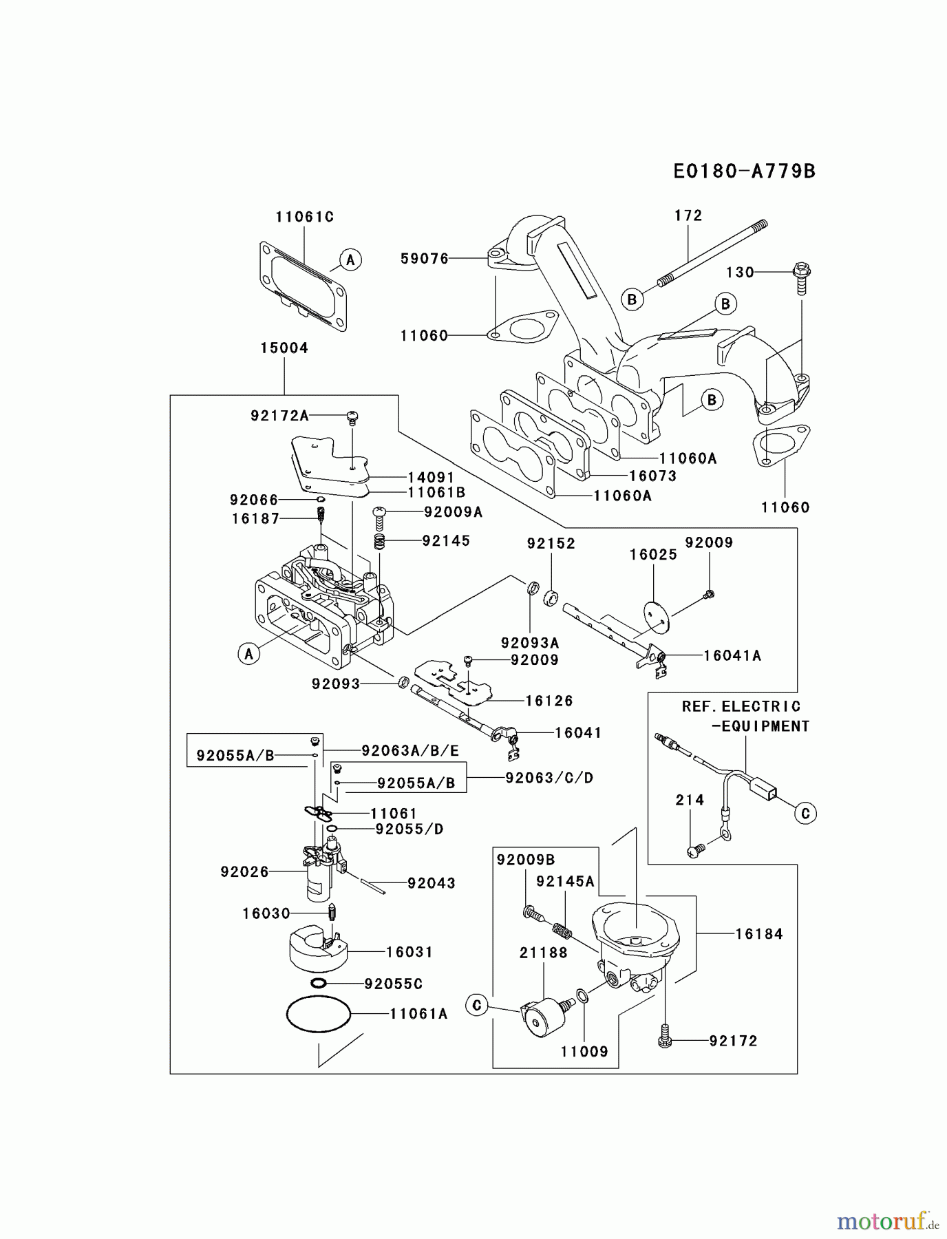  Kawasaki Motoren Motoren Vertikal FH641V - DS25 bis FS481V - BS13 FH721V-AS40 - Kawasaki FH721V 4-Stroke Engine CARBURETOR #2