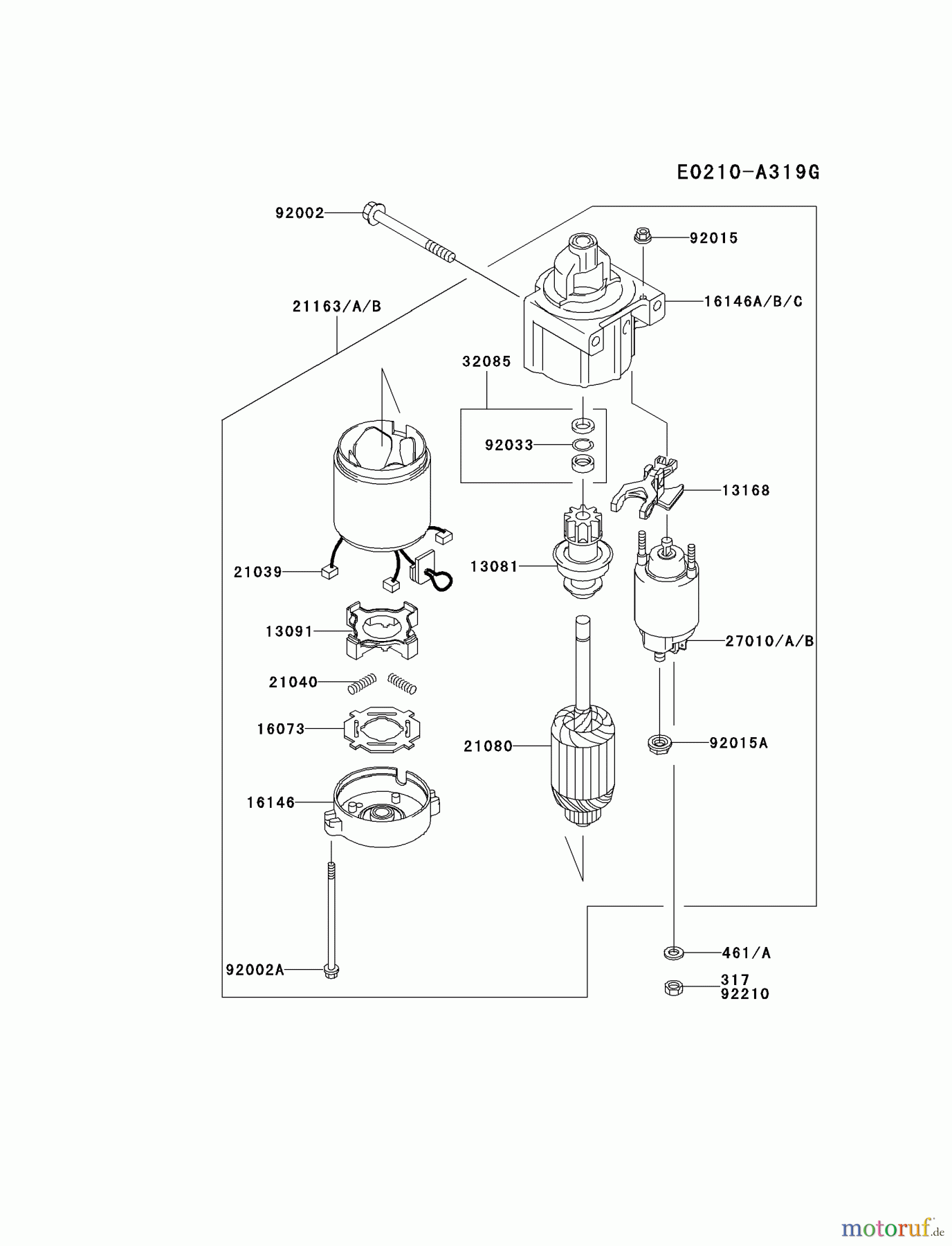  Kawasaki Motoren Motoren Vertikal FH641V - DS25 bis FS481V - BS13 FH721V-AS40 - Kawasaki FH721V 4-Stroke Engine STARTER