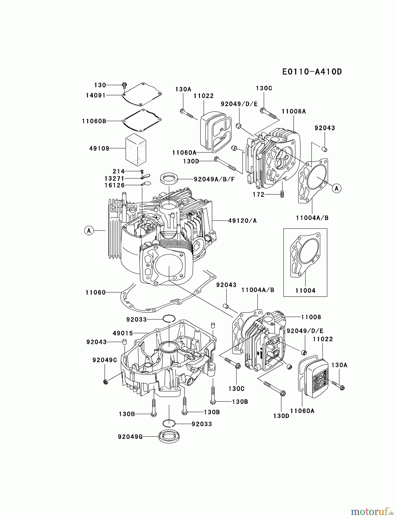  Kawasaki Motoren Motoren Vertikal FH641V - DS25 bis FS481V - BS13 FH721V-CS10 - Kawasaki FH721V 4-Stroke Engine CYLINDER/CRANKCASE