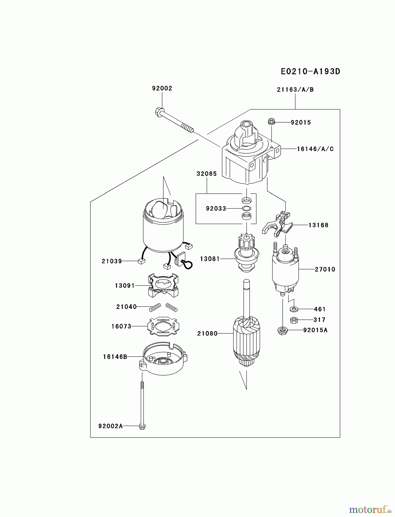  Kawasaki Motoren Motoren Vertikal FH641V - DS25 bis FS481V - BS13 FH721V-CS10 - Kawasaki FH721V 4-Stroke Engine STARTER