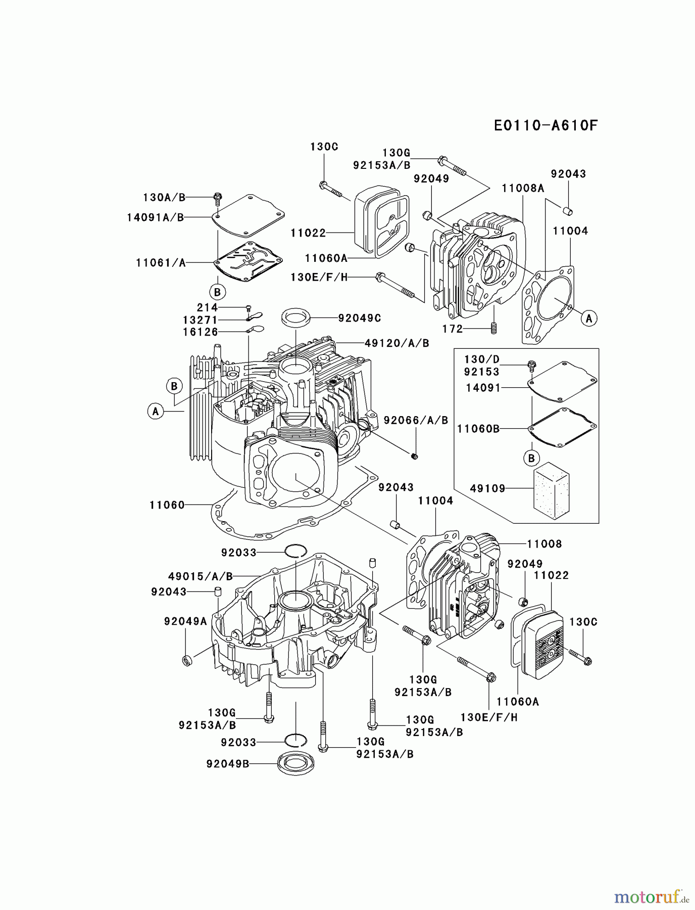  Kawasaki Motoren Motoren Vertikal FH641V - DS25 bis FS481V - BS13 FH721V-DS33 - Kawasaki FH721V 4-Stroke Engine CYLINDER/CRANKCASE #2