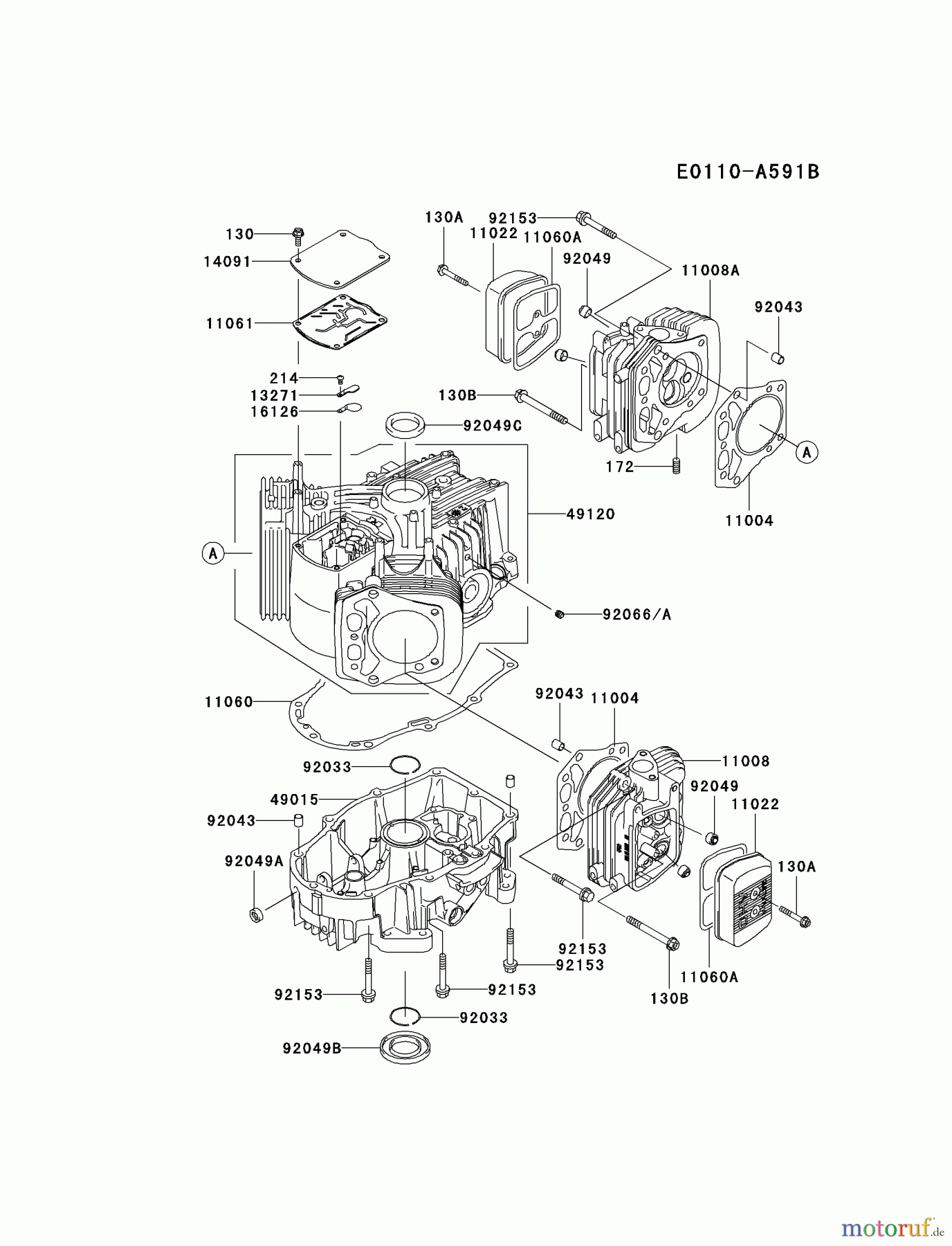  Kawasaki Motoren Motoren Vertikal FH641V - DS25 bis FS481V - BS13 FH721V-CS35 - Kawasaki FH721V 4-Stroke Engine CYLINDER/CRANKCASE