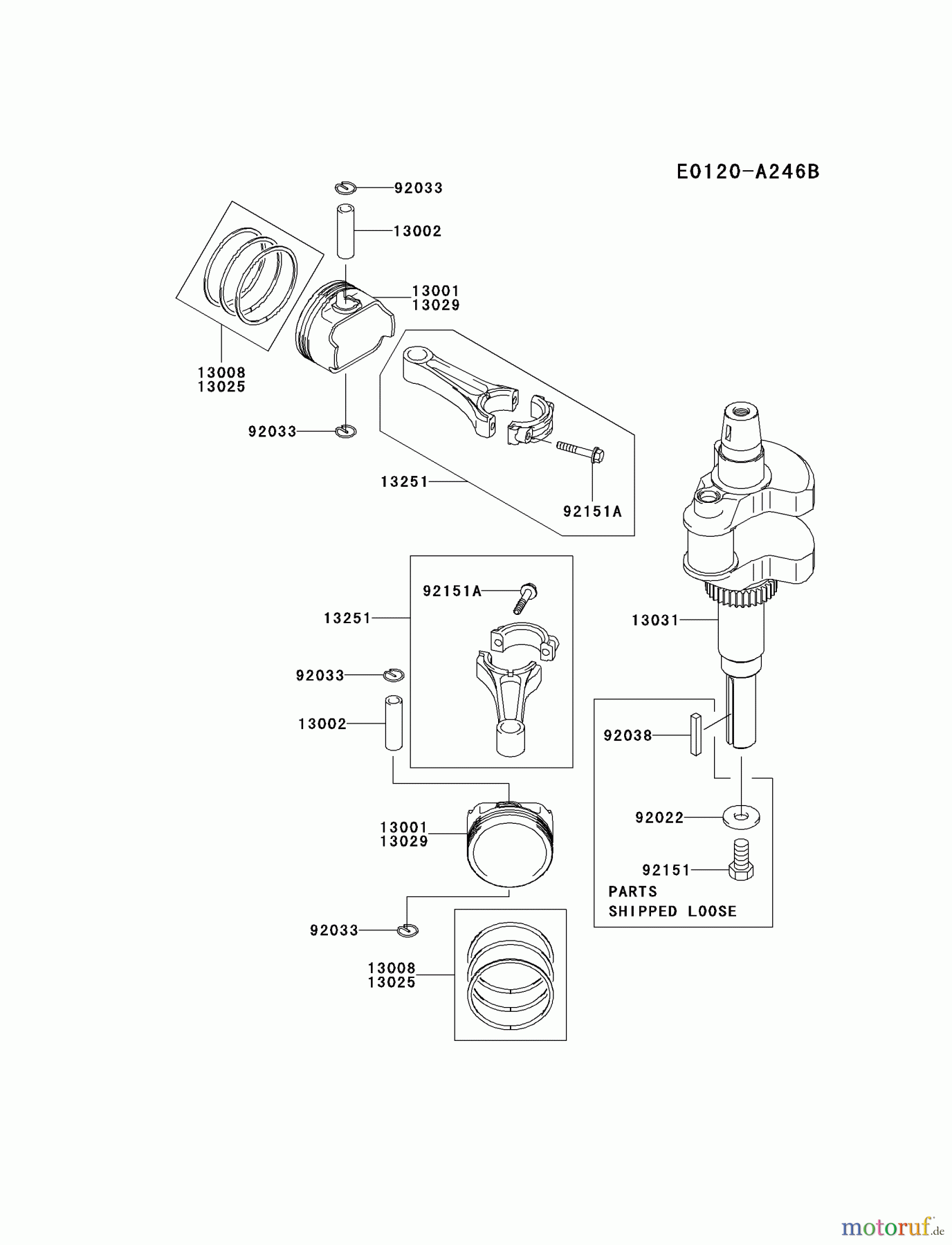  Kawasaki Motoren Motoren Vertikal FH641V - DS25 bis FS481V - BS13 FH680V-DS06 - Kawasaki FH680V 4-Stroke Engine PISTON/CRANKSHAFT