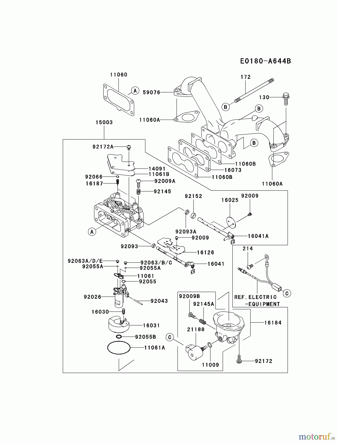  Kawasaki Motoren Motoren Vertikal FH641V - DS25 bis FS481V - BS13 FH721V-ES09 - Kawasaki FH721V 4-Stroke Engine CARBURETOR