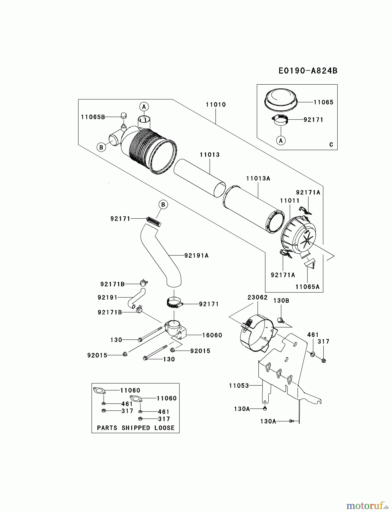  Kawasaki Motoren Motoren Vertikal FH641V - DS25 bis FS481V - BS13 FH721V-DS21 - Kawasaki FH721V 4-Stroke Engine AIR-FILTER/MUFFLER