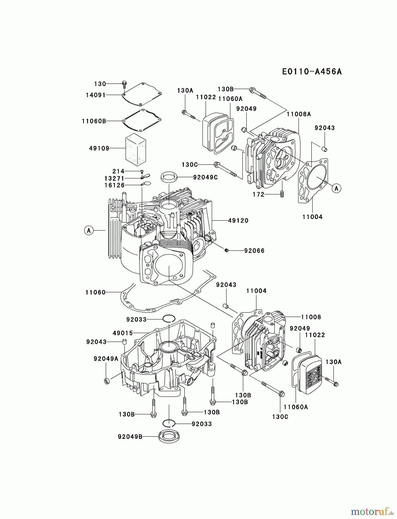  Kawasaki Motoren Motoren Vertikal FH641V - DS25 bis FS481V - BS13 FH721V-BS18 - Kawasaki FH721V 4-Stroke Engine CYLINDER/CRANKCASE