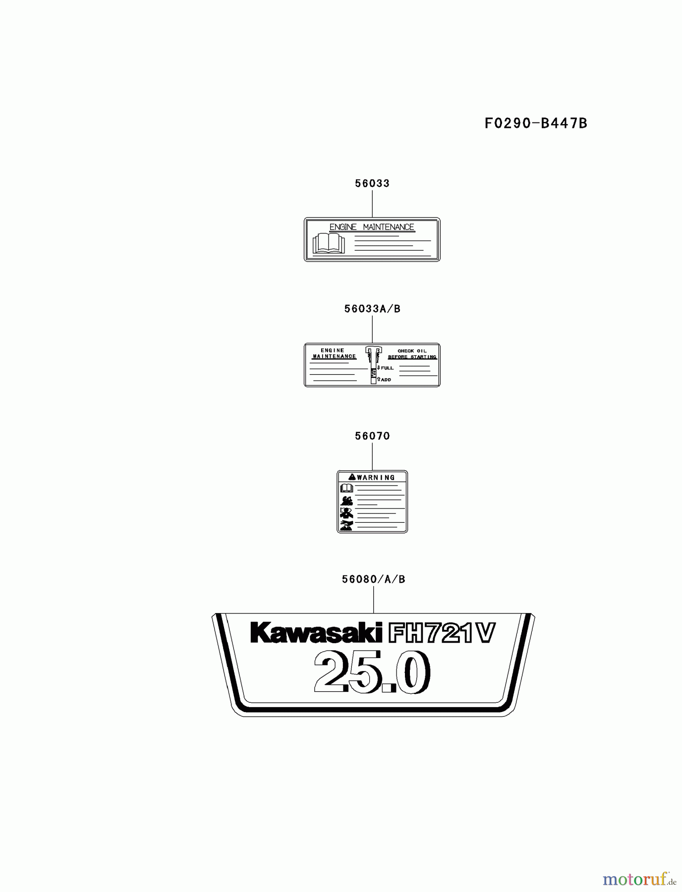  Kawasaki Motoren Motoren Vertikal FH641V - DS25 bis FS481V - BS13 FH721V-ES16 - Kawasaki FH721V 4-Stroke Engine LABEL