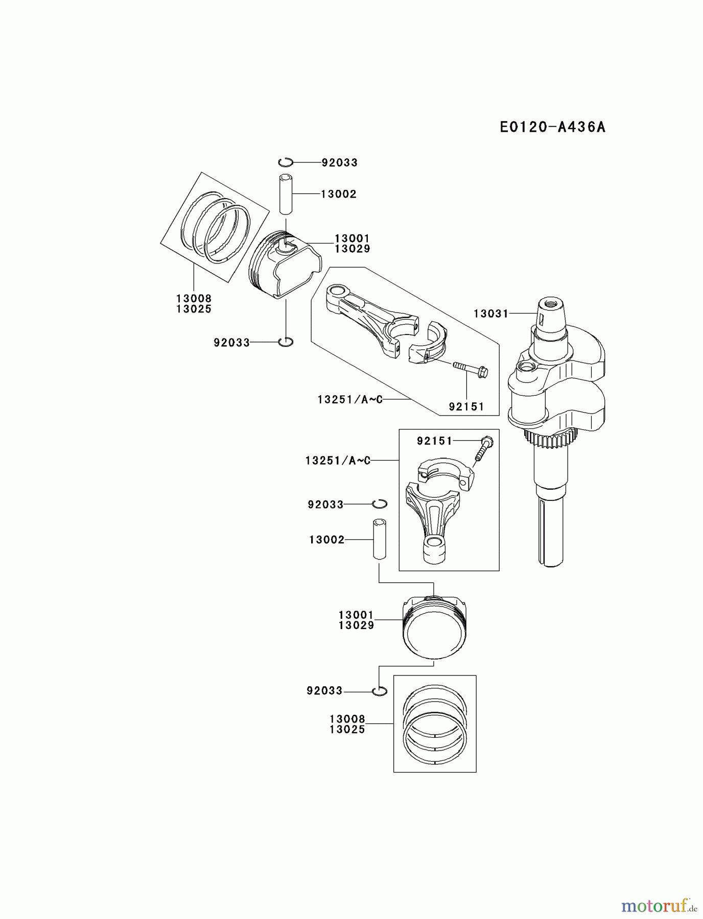  Kawasaki Motoren Motoren Vertikal FH641V - DS25 bis FS481V - BS13 FH721V-DS24 - Kawasaki FH721V 4-Stroke Engine PISTON/CRANKSHAFT