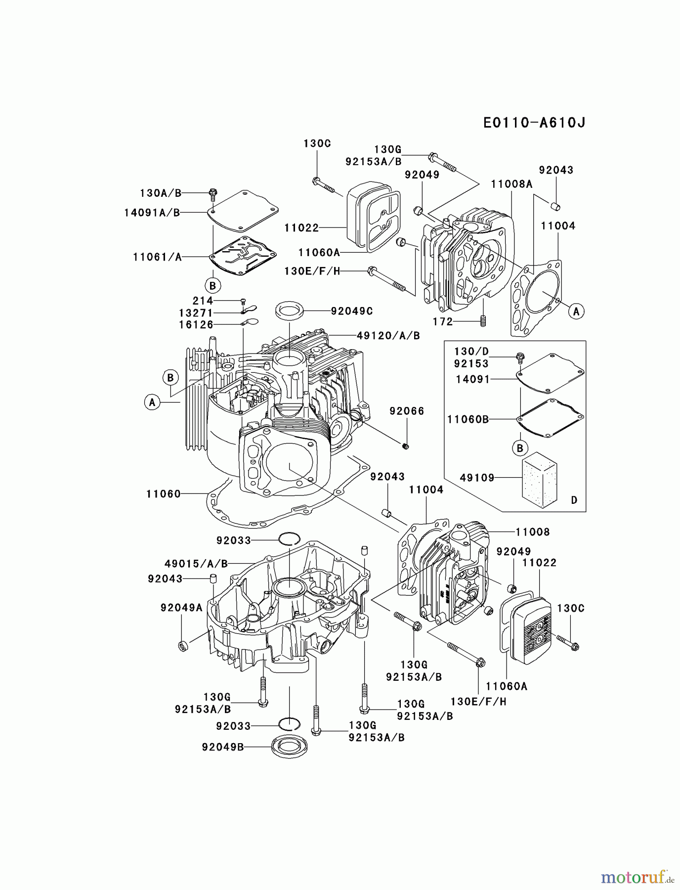  Kawasaki Motoren Motoren Vertikal FH641V - DS25 bis FS481V - BS13 FH721V-DS25 - Kawasaki FH721V 4-Stroke Engine CYLINDER/CRANKCASE #2